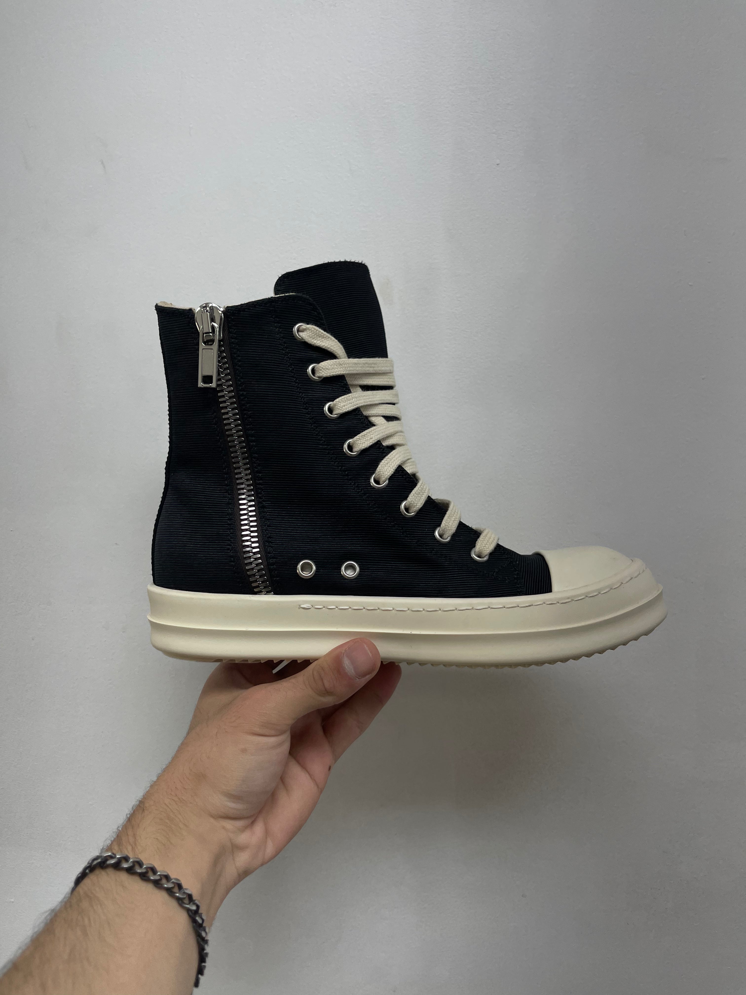 Rick Owens Black Cargo Nylon Ramone High Sneakers
