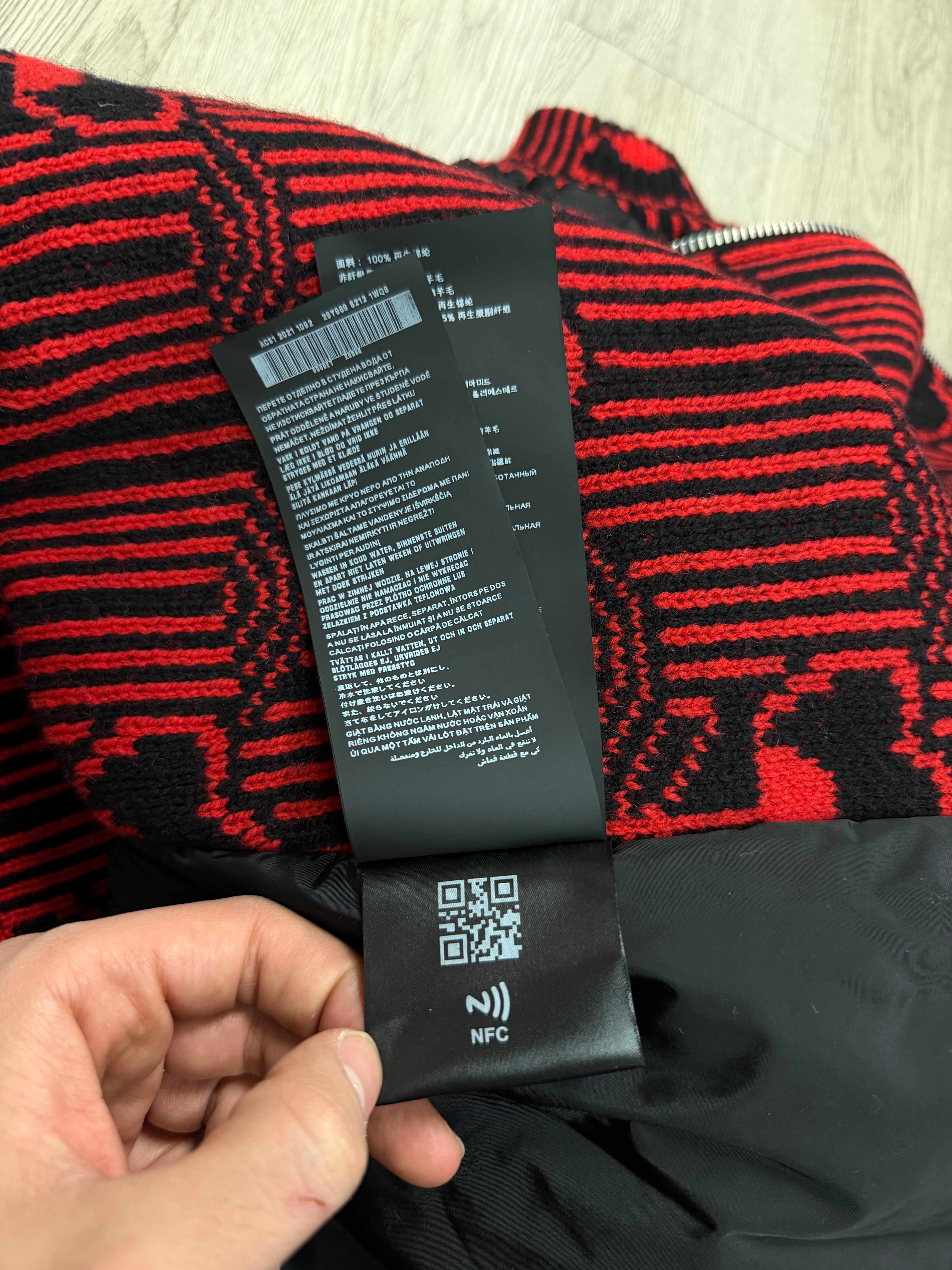 Prada Raf Simmons Black Red Nylon Bomber Jacket