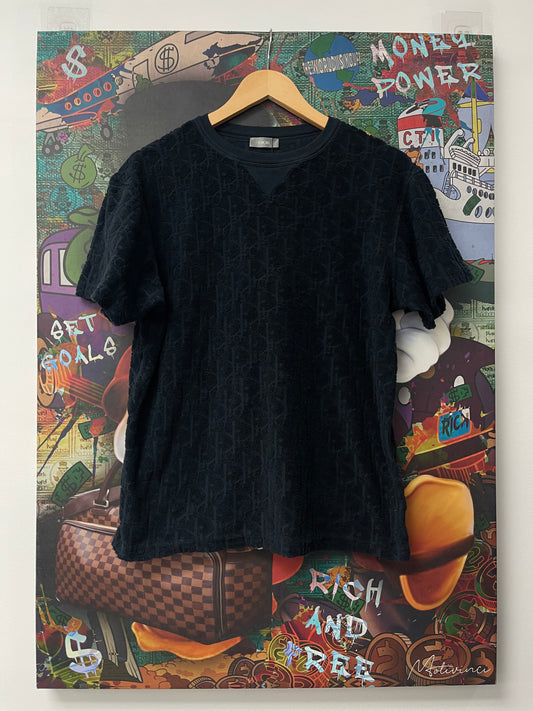 Dior Towel Tee Navy Monogram Used