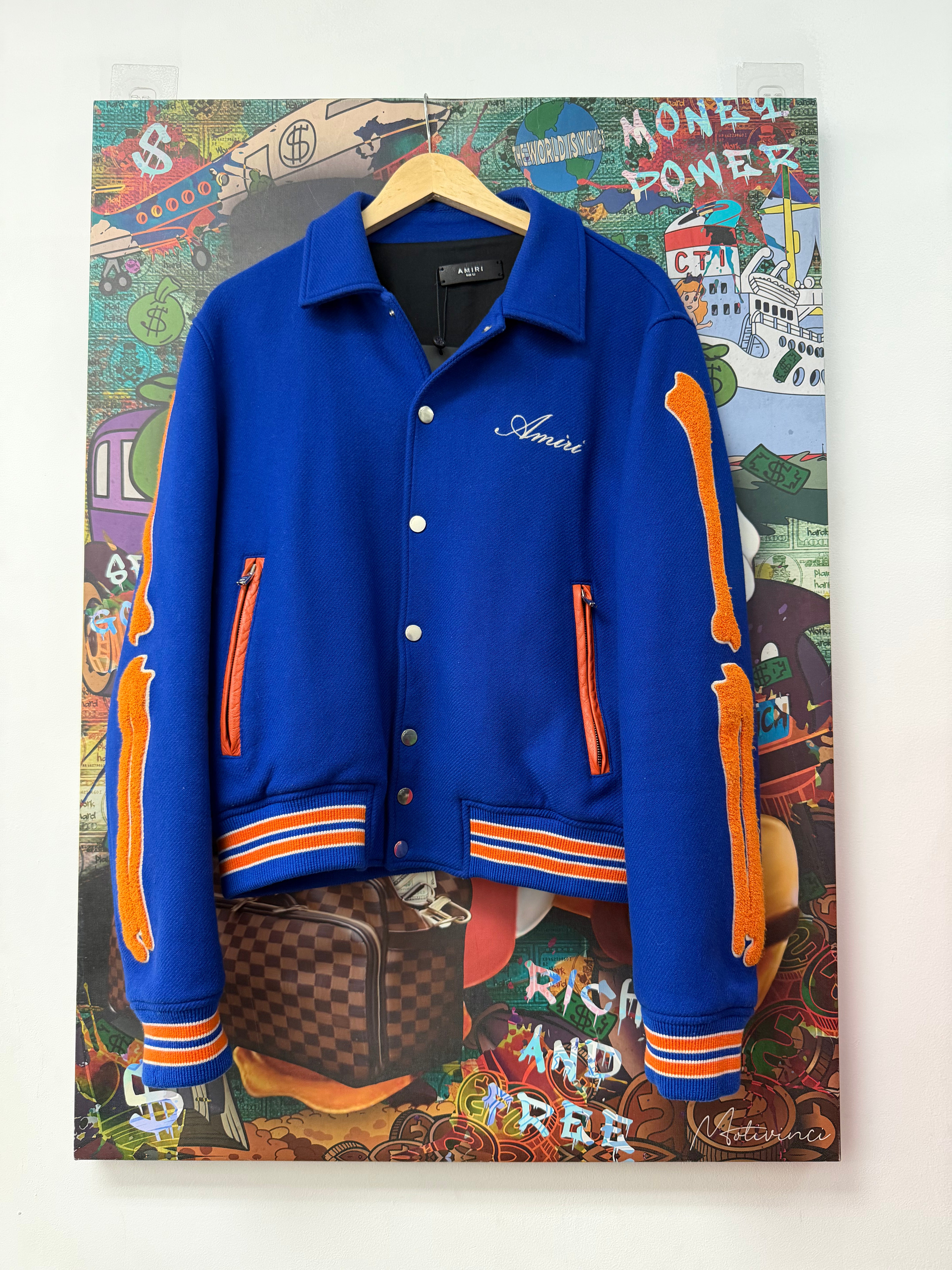 Amiri Blue Orange Bone (52) Varsity Jacket
