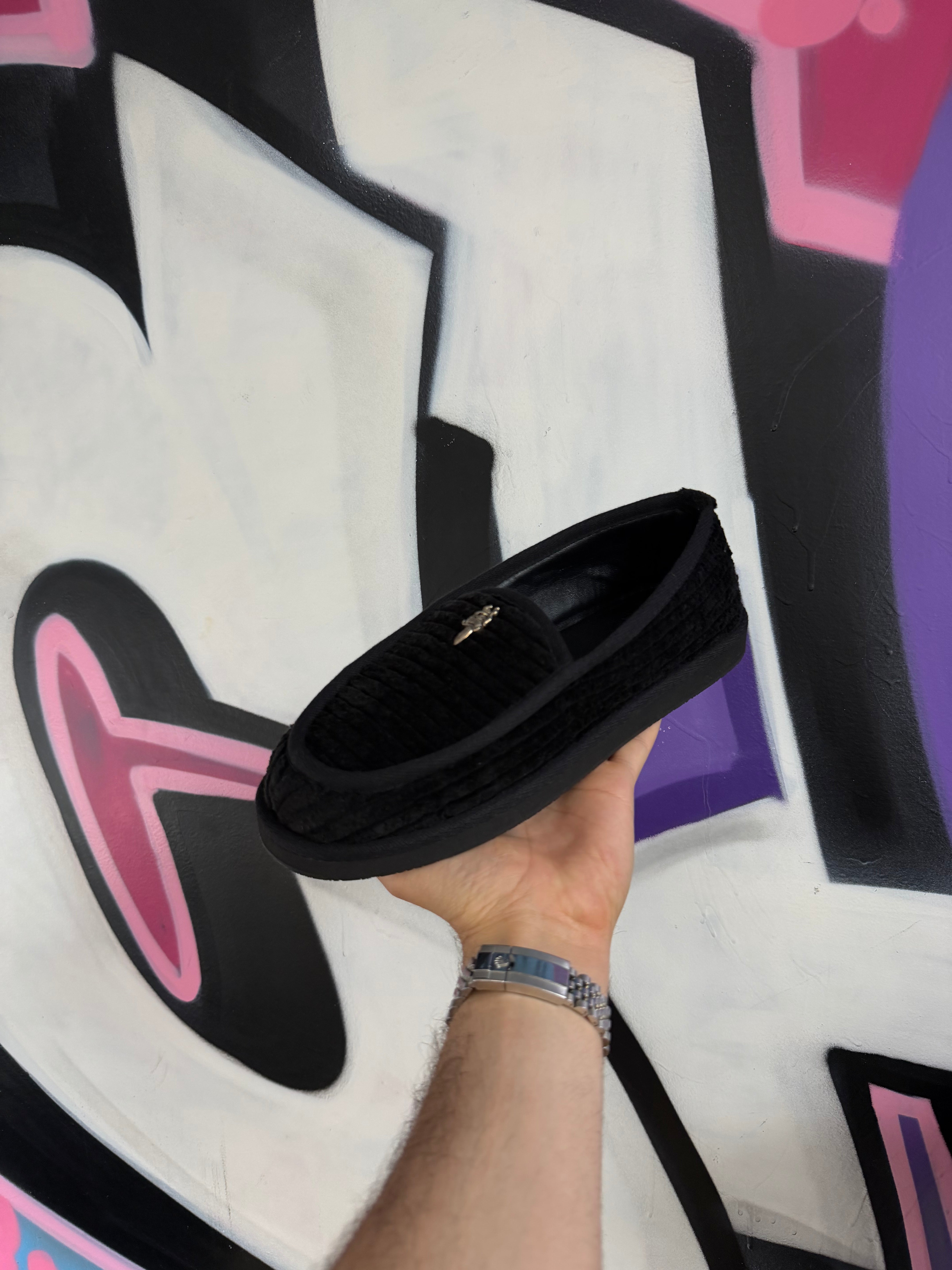 Chrome  Hearts Black Corduroy Dagger Slides