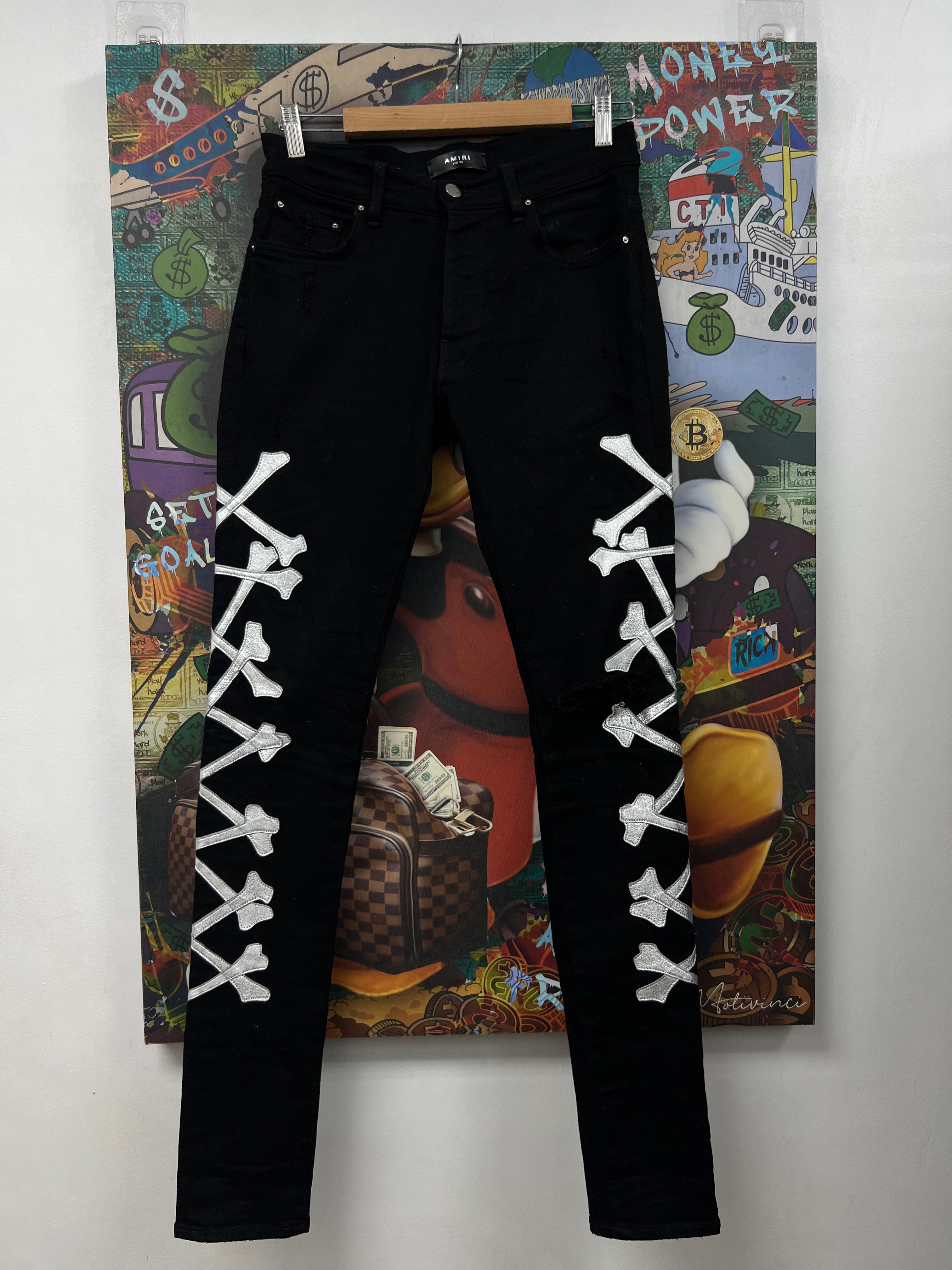 Amiri Black Silver Bones Jeans