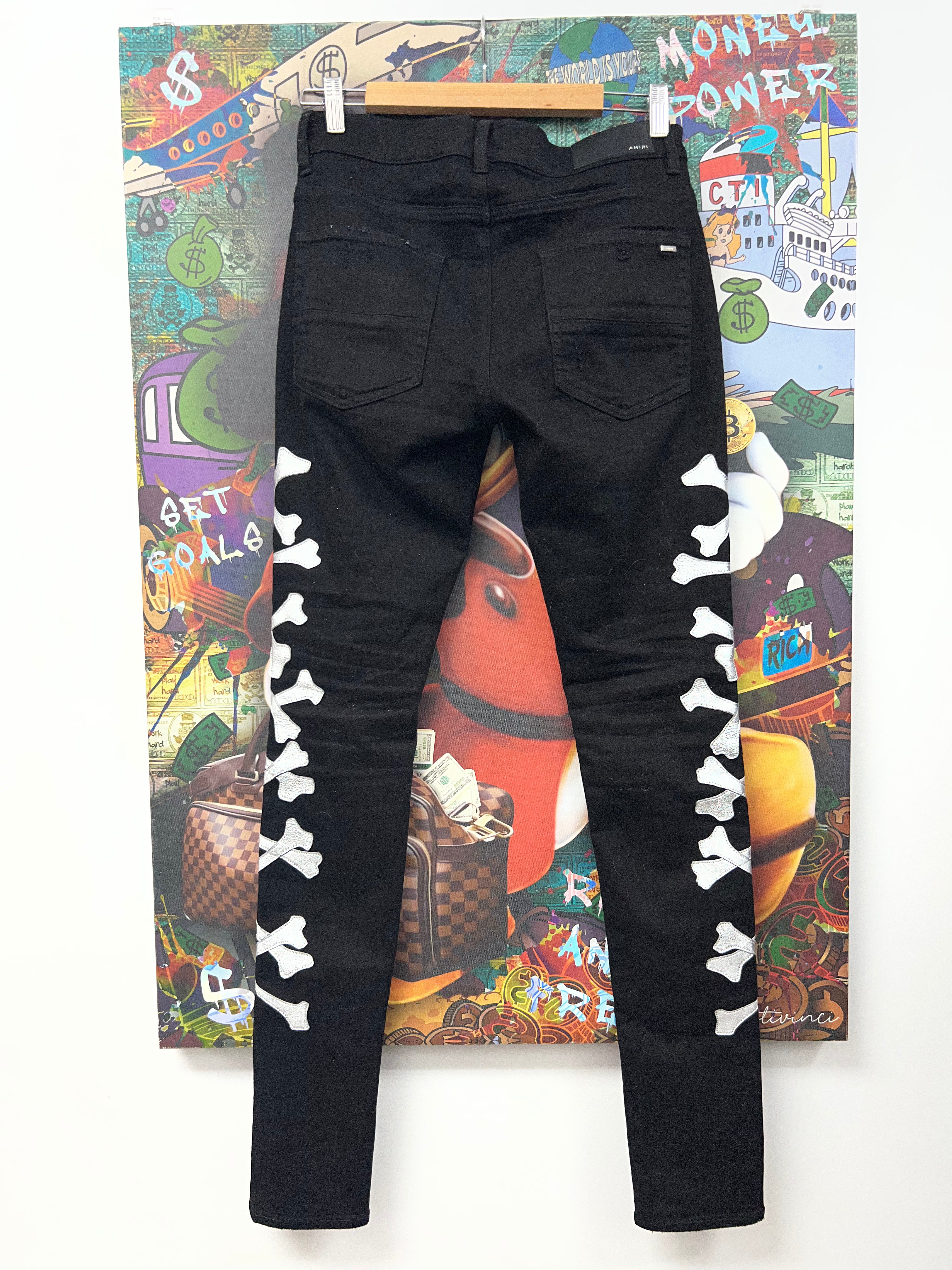 Amiri Black Silver Bones Jeans