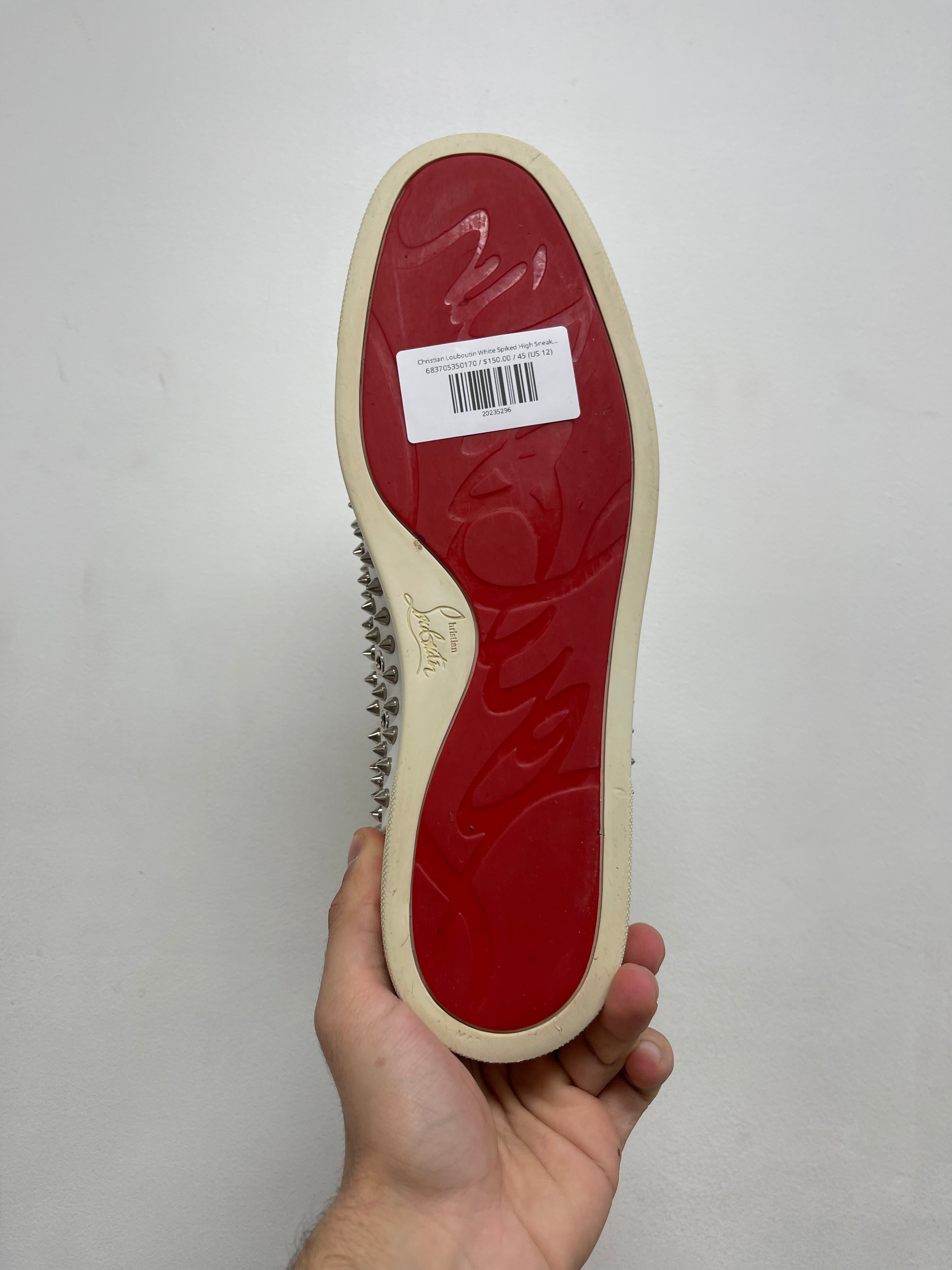 Christian Louboutin White Spiked High Sneakers
