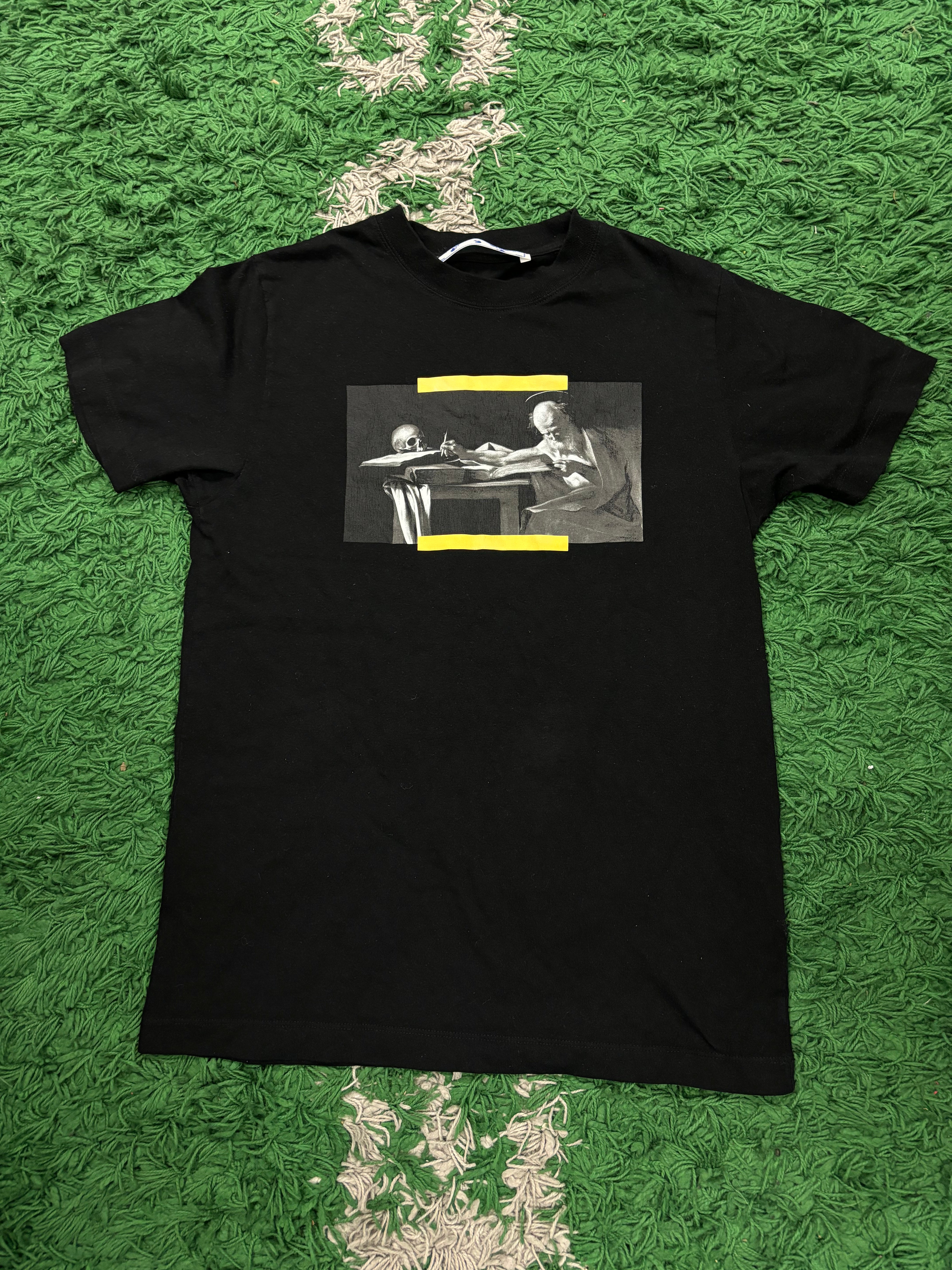 Off White Tee Black Yellow Used Small