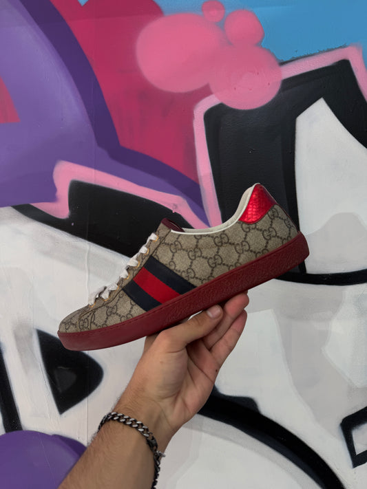 Gucci Aces Navy Red Monogram Sneaker