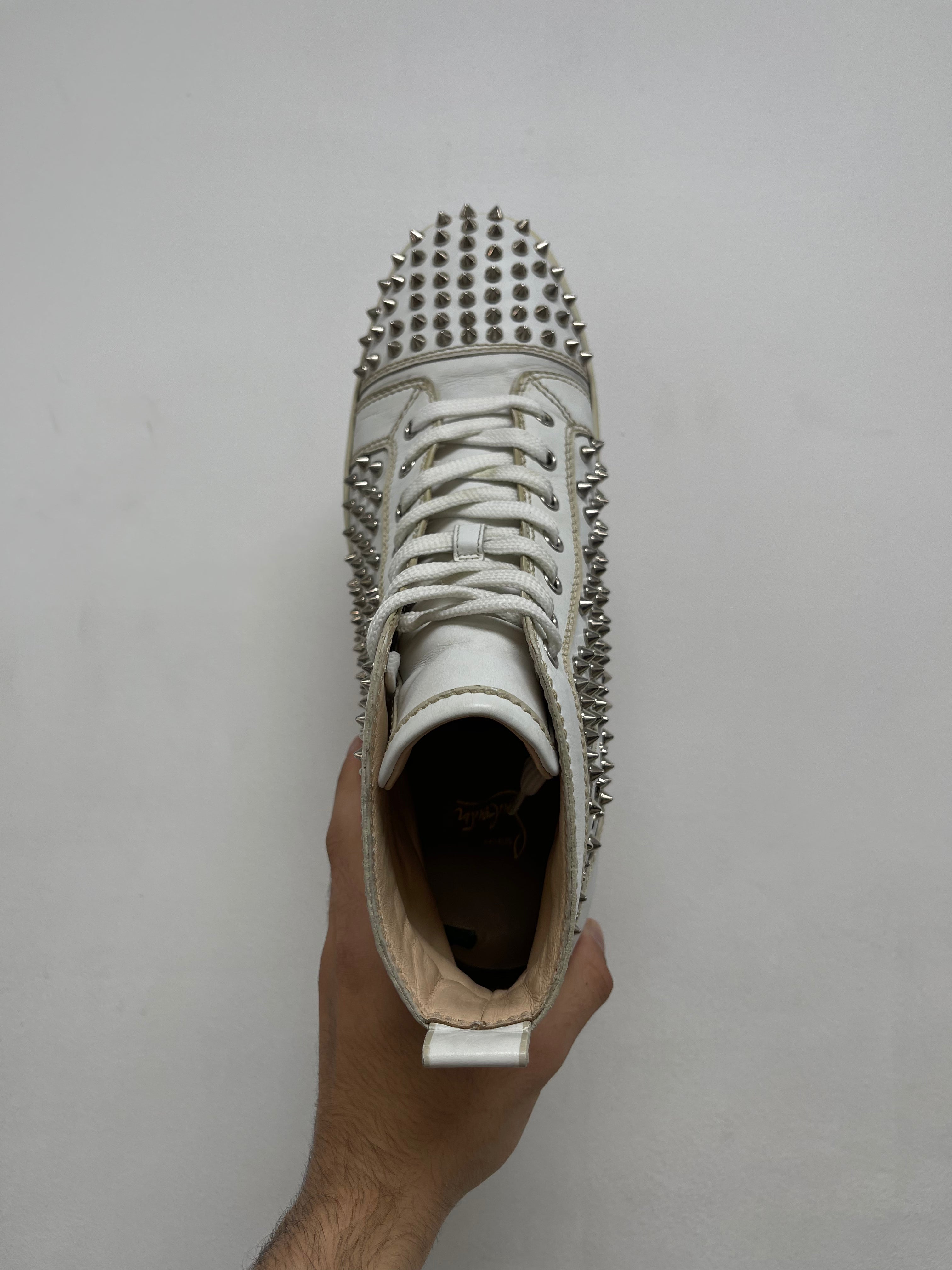 Christian Louboutin White Spiked High Sneakers