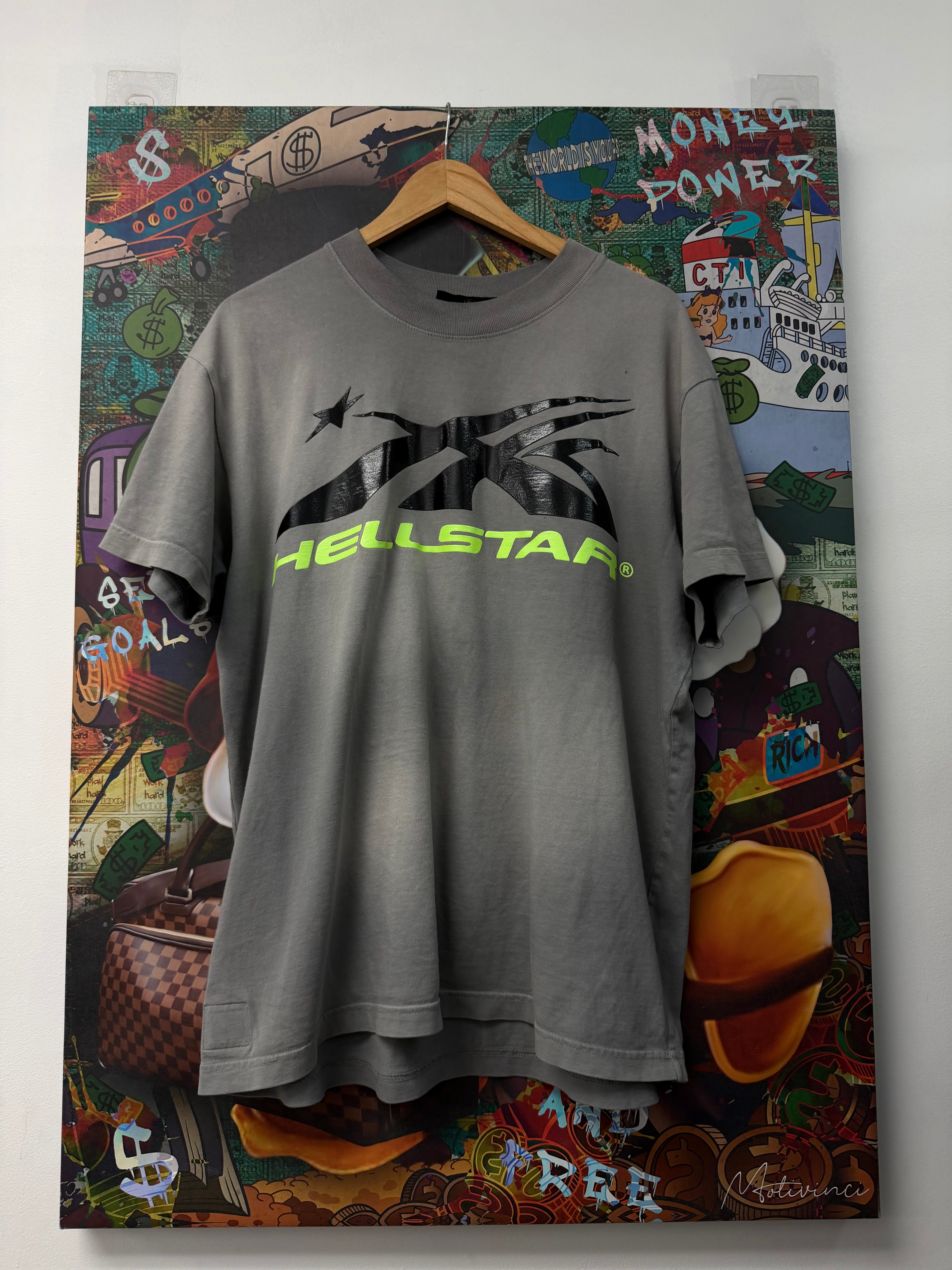 Hellstar Grey Green Sport Logo Tee