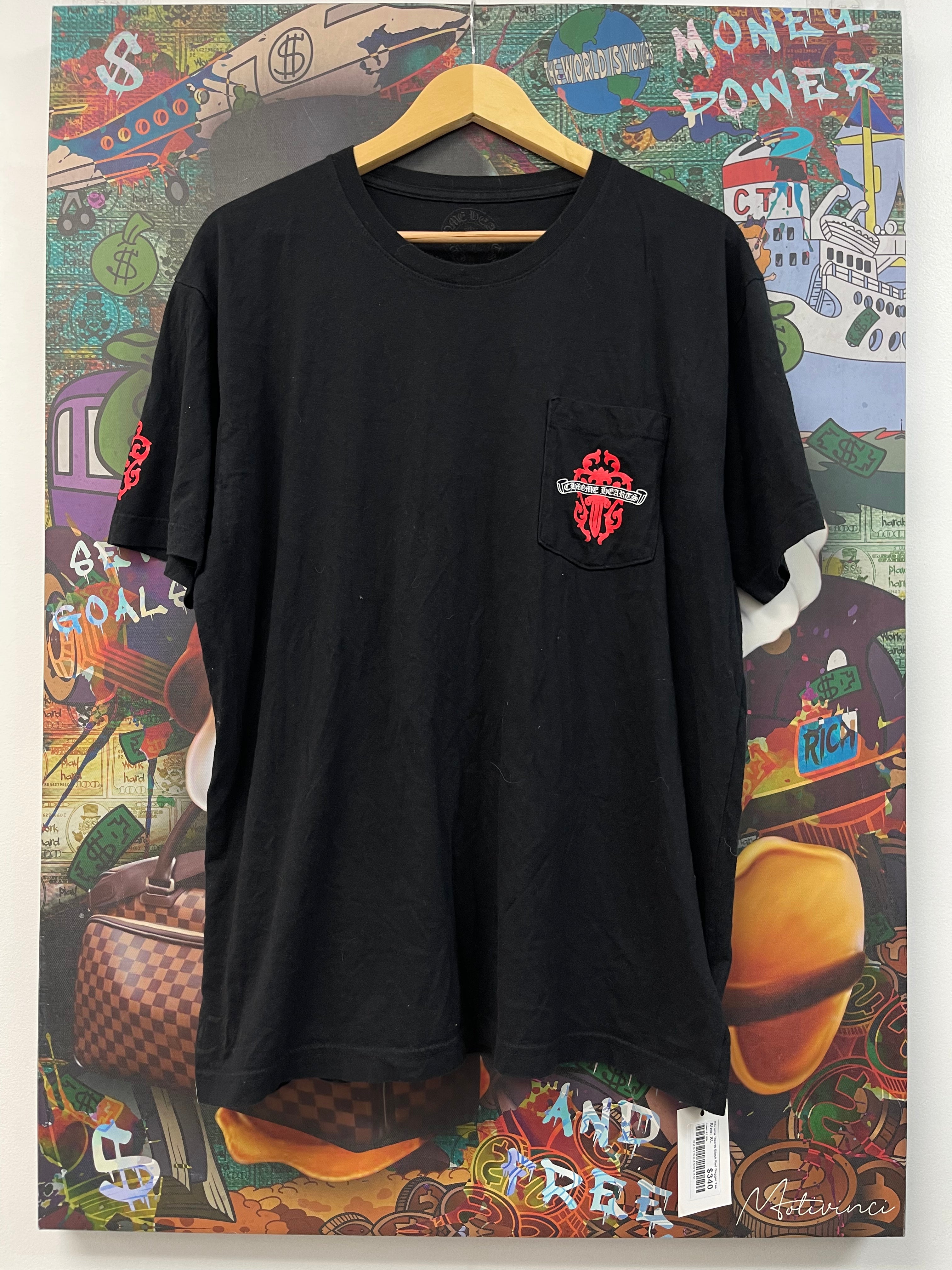 Chrome Hearts Black Red Dagger Tee