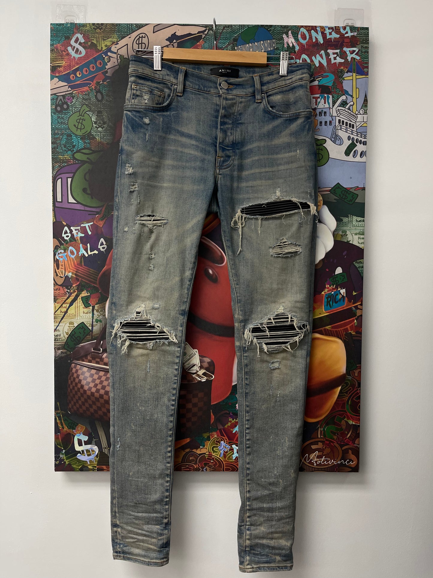 Amiri MX1 Light Wash Black Jeans Used