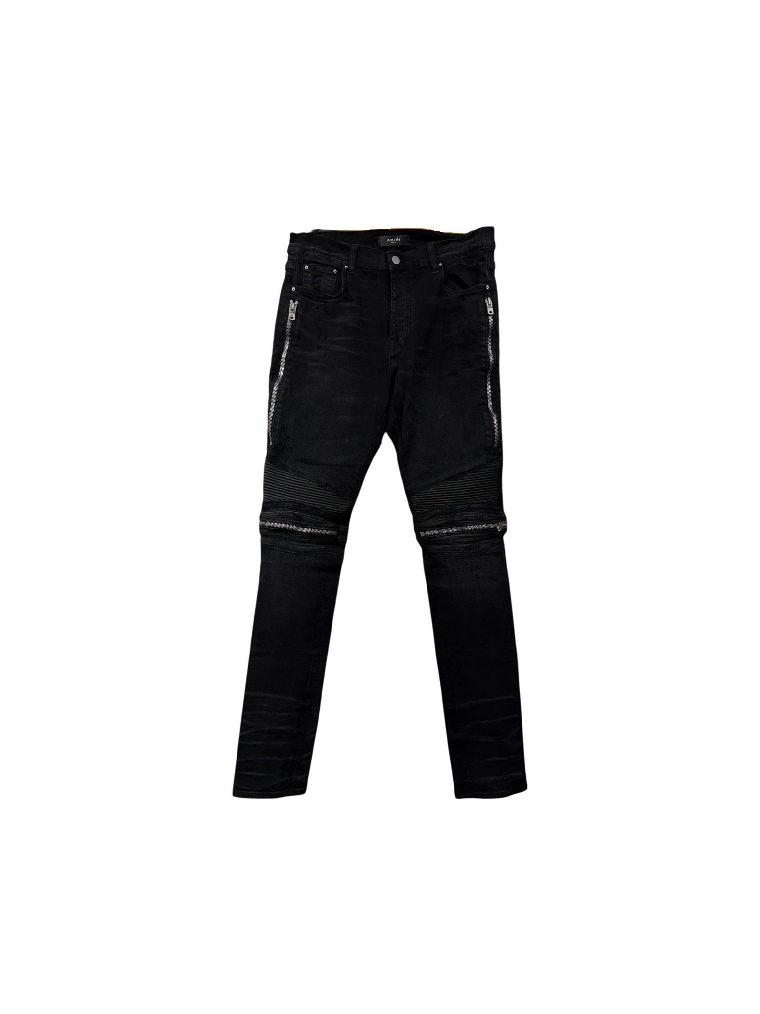 Amiri "MX2" Leather Patch Black Jeans