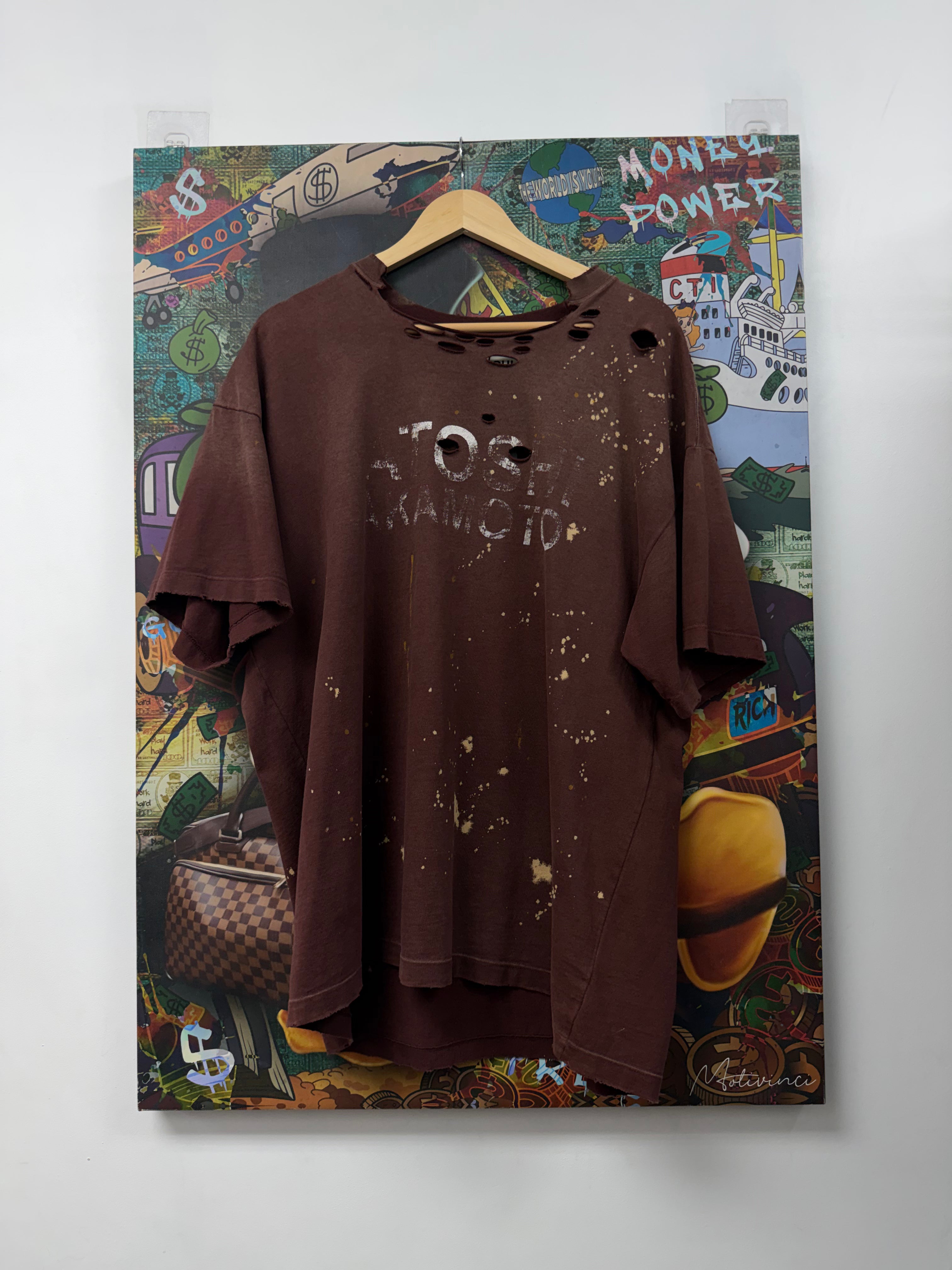 Satoshi Nakamoto Maroon Distressed Splatter Tee