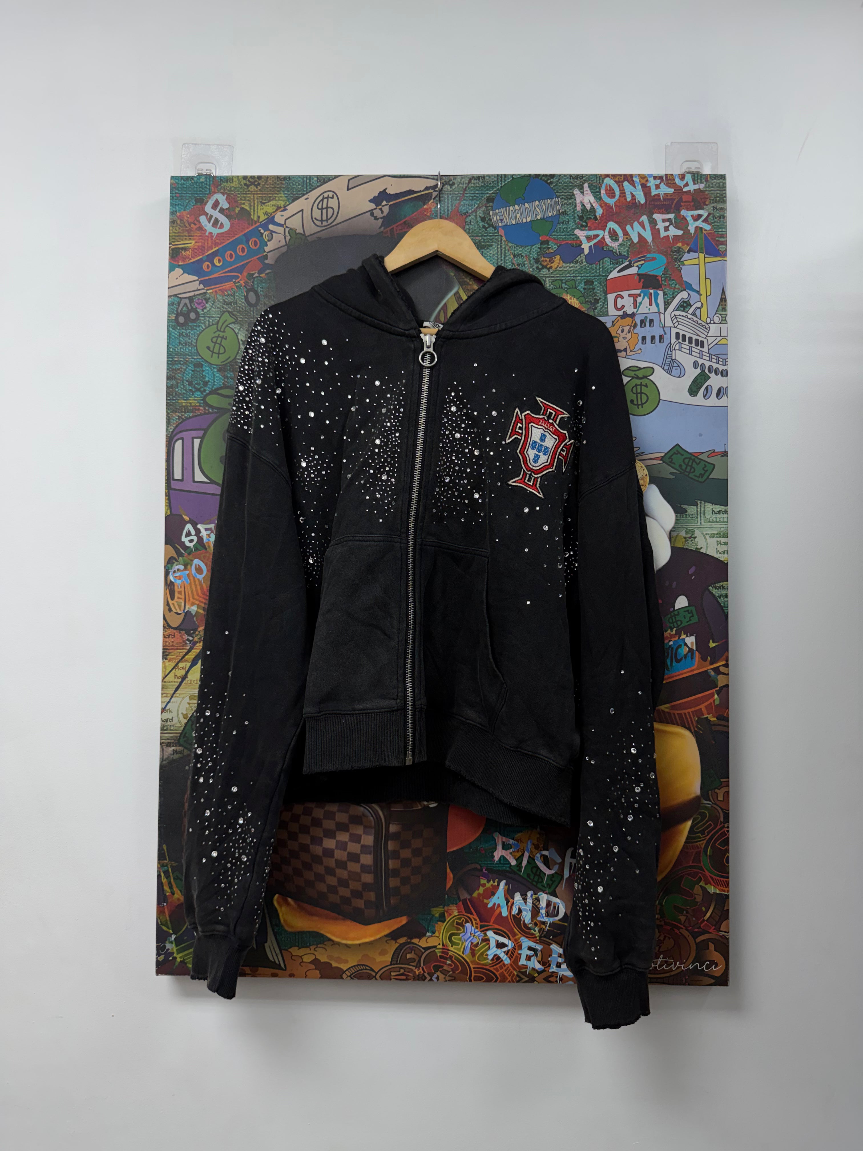 Vale Black Pluto Clustered Zip Up Hoodie