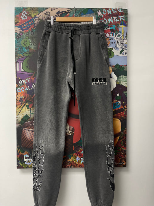 Amiri Sweats TGCW Grey Flames Black White Used