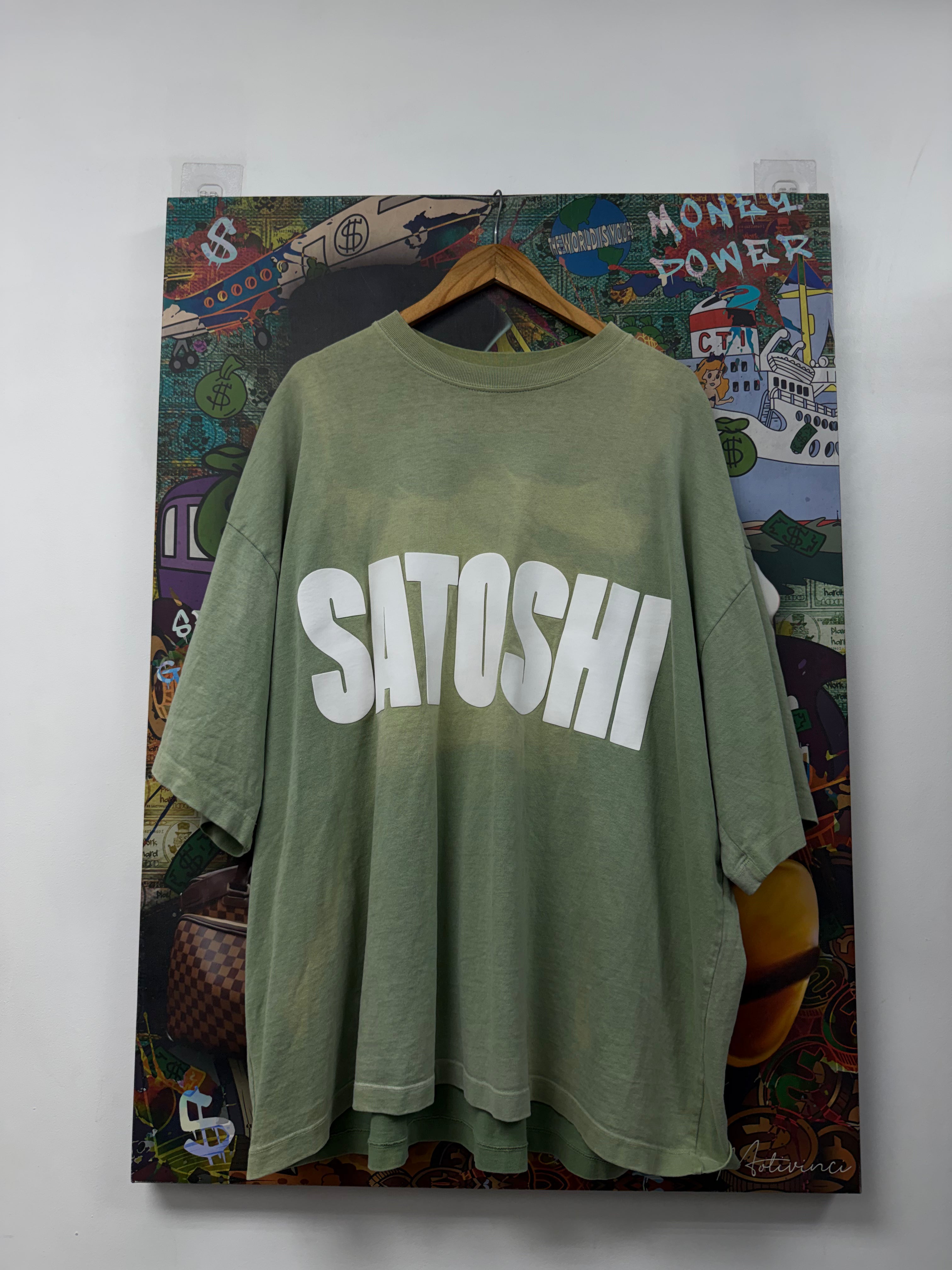 Satoshi Nakamoto Faded Green Impact Logo Tee