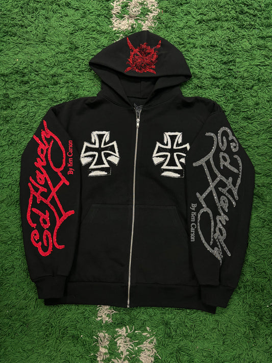 Ed Hardy x Ken Carson Xman Rhinestone Zip Up