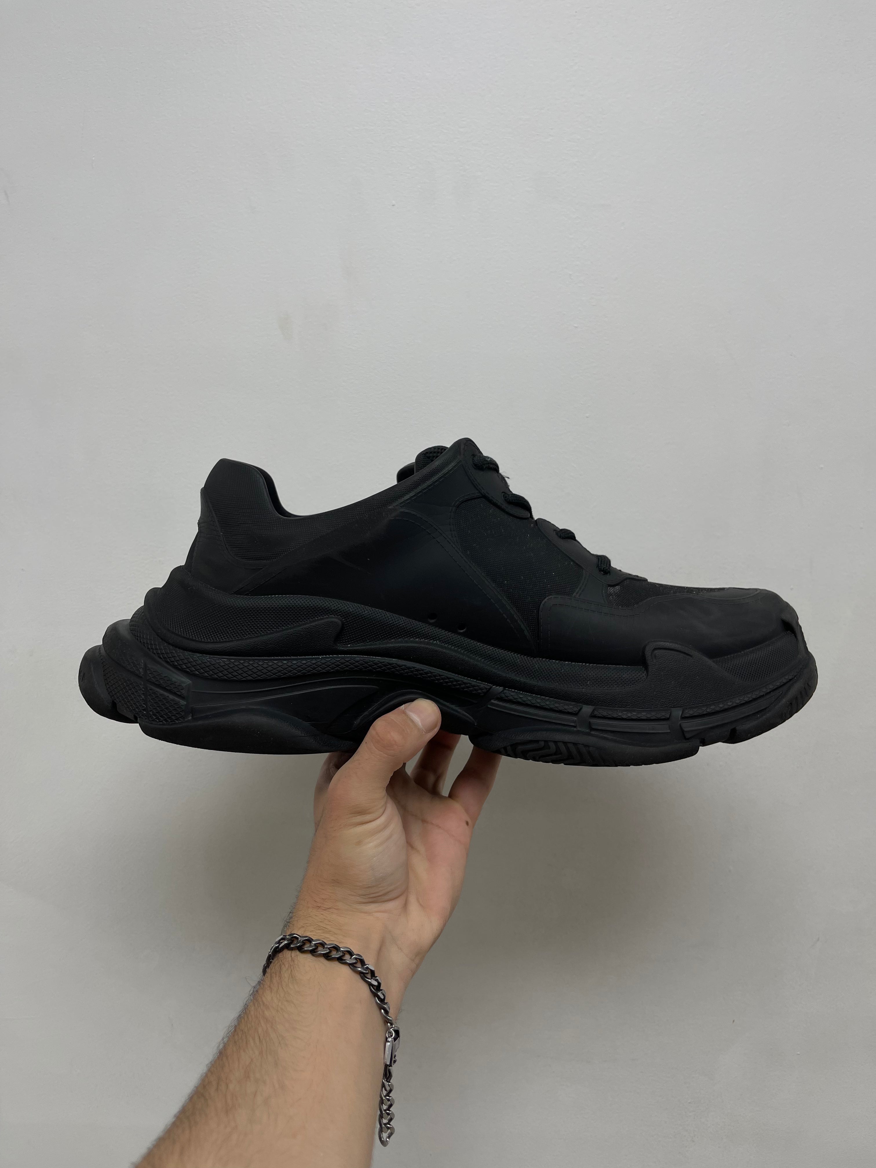 Balenciaga Black Rubber Triple S Sneakers