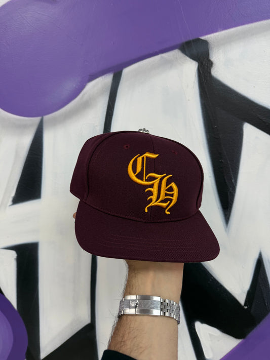 Chrome Hearts Burgundy Yellow CH Baseball Hat