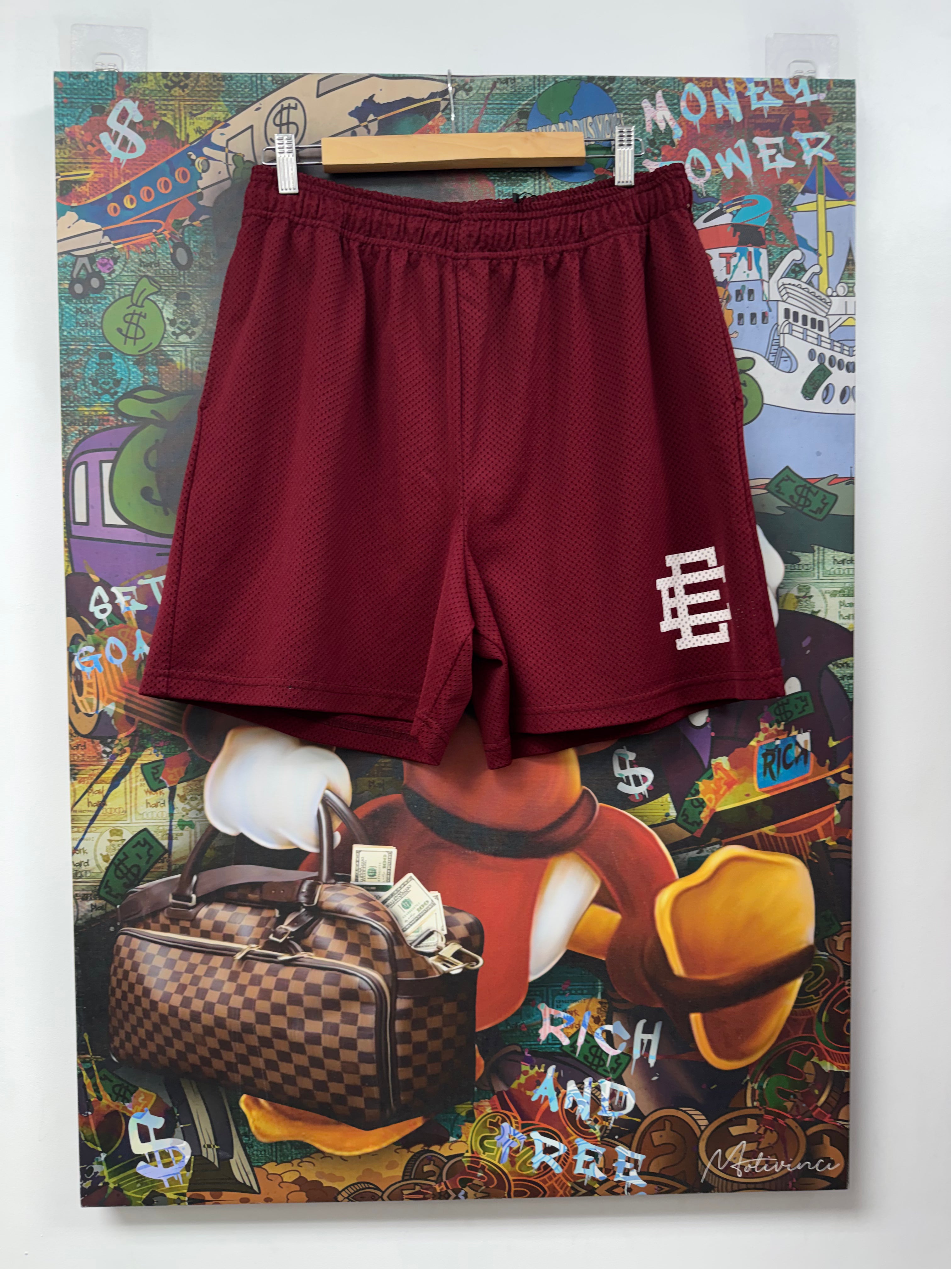 Eric Emanuel Burgundy White Shorts