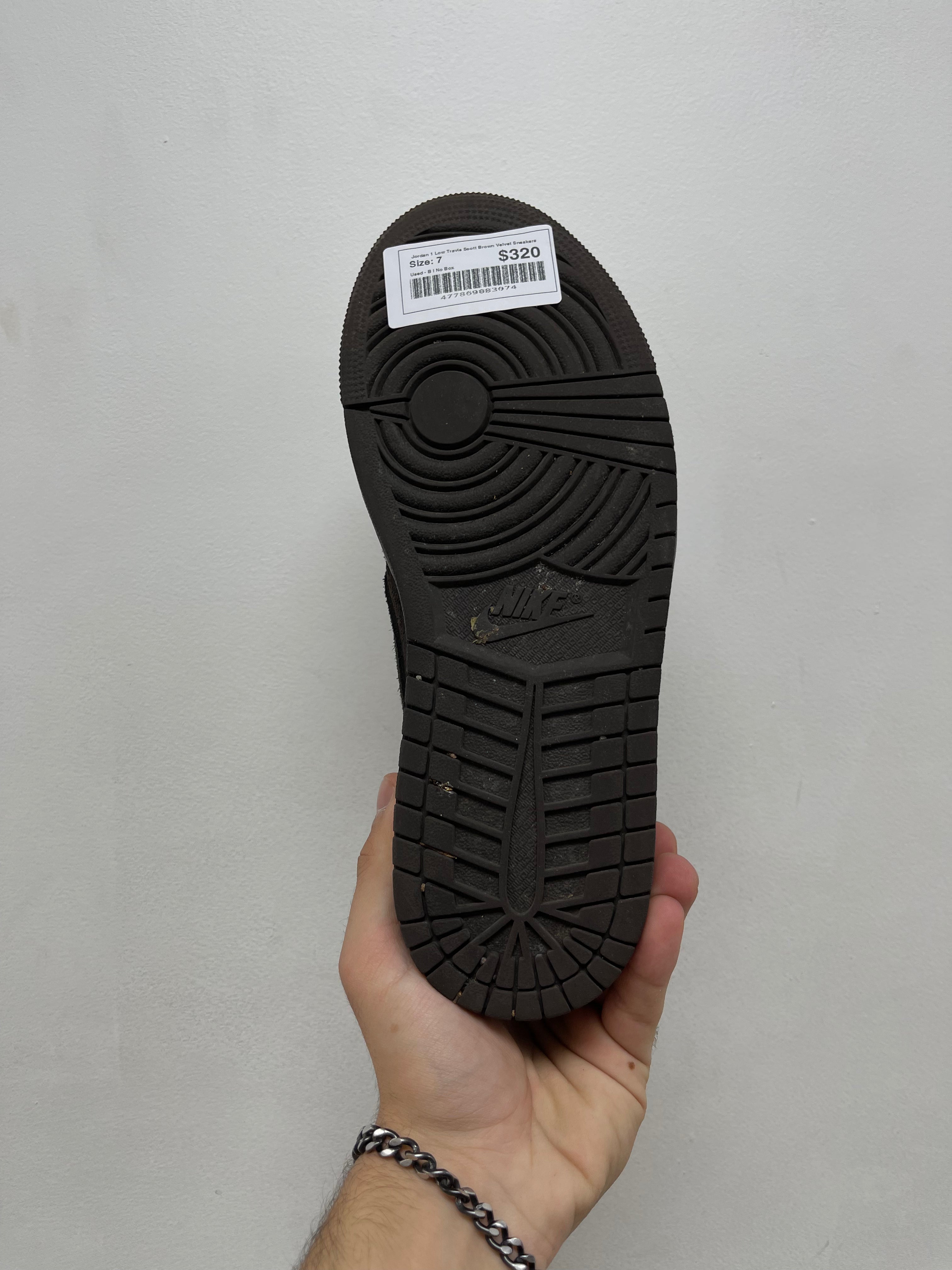 Jordan 1 Low Travis Scott Brown Velvet Sneakers