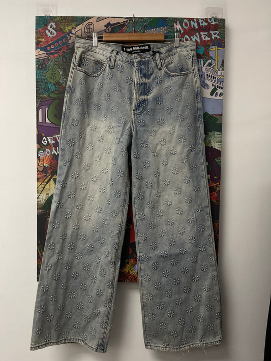 LOSTSHDWS Embossed Denim Pant Blue Like New
