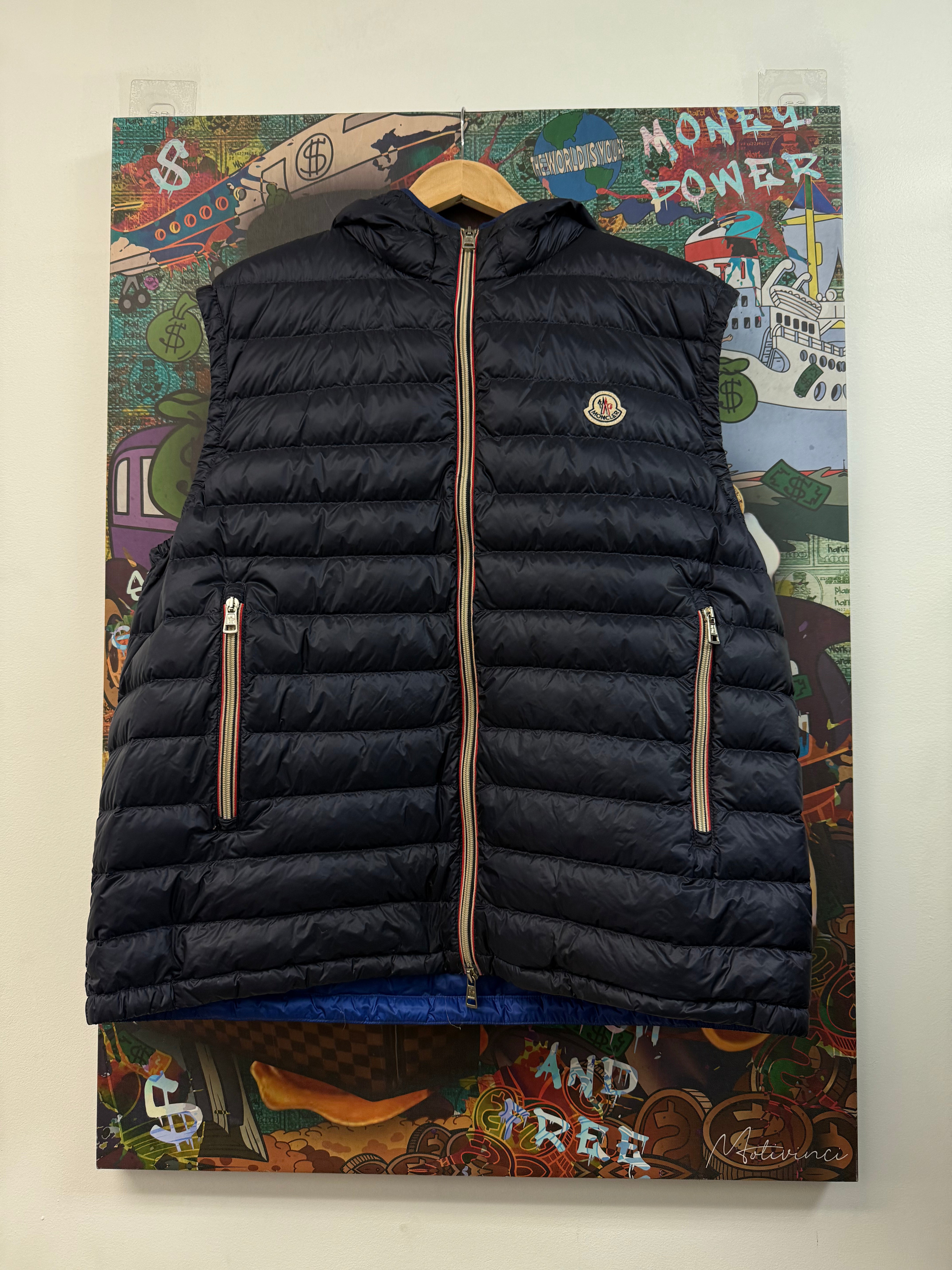 Moncler Navy Hooded Vest Vest