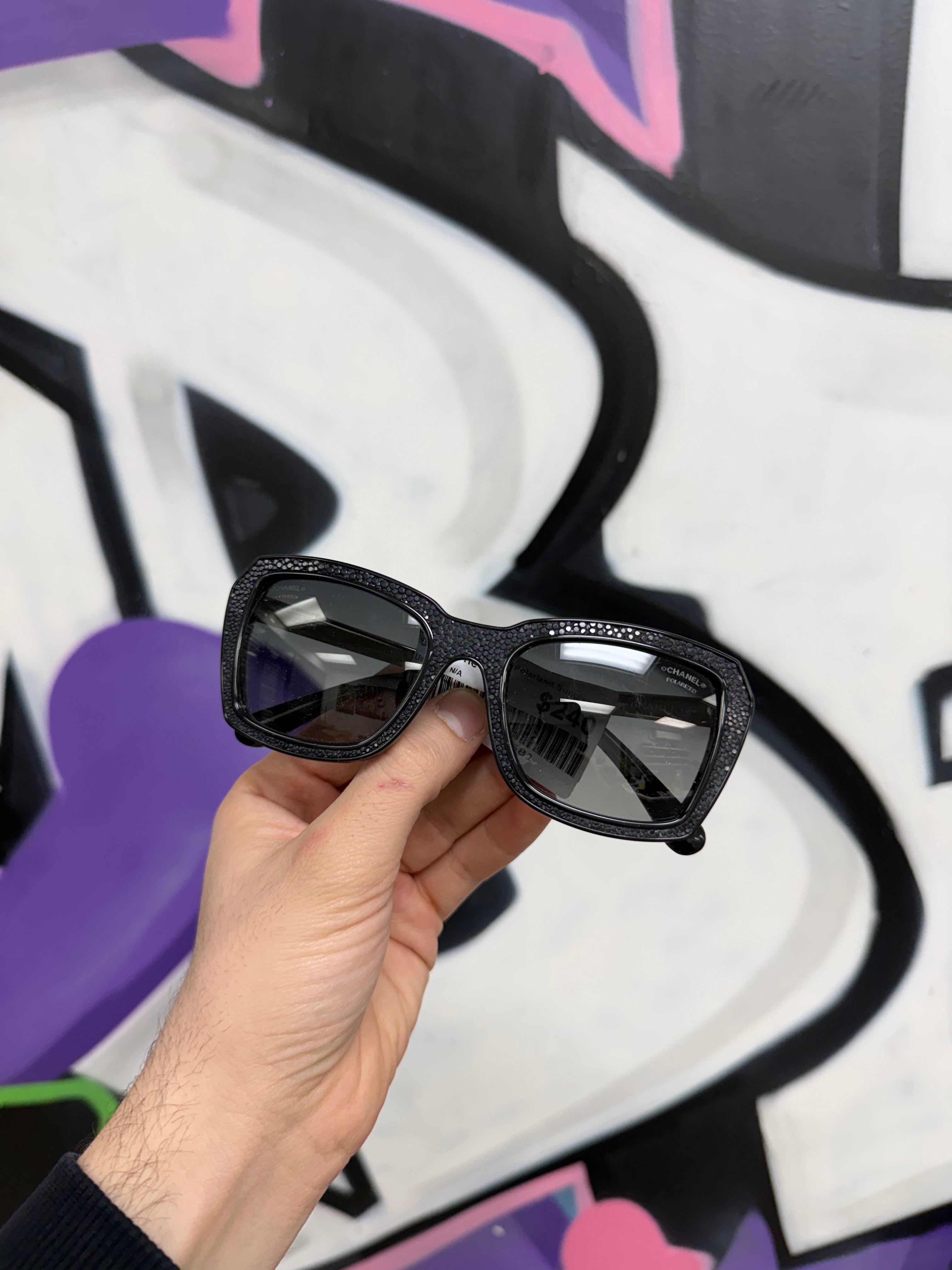 Chanel Black Stingray Polarized Sunglasses