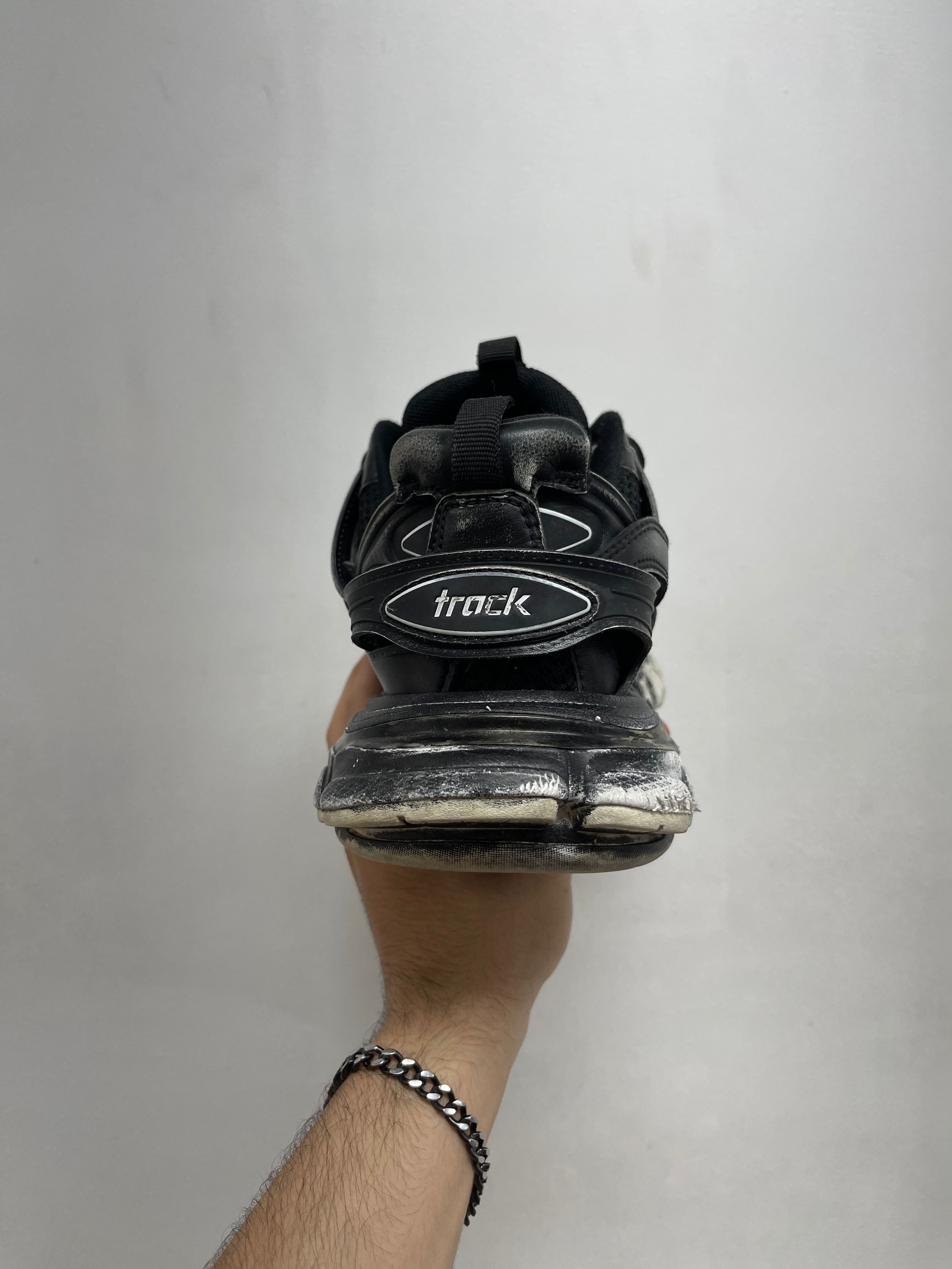 Balenciaga Black White Distressed Track Sneakers