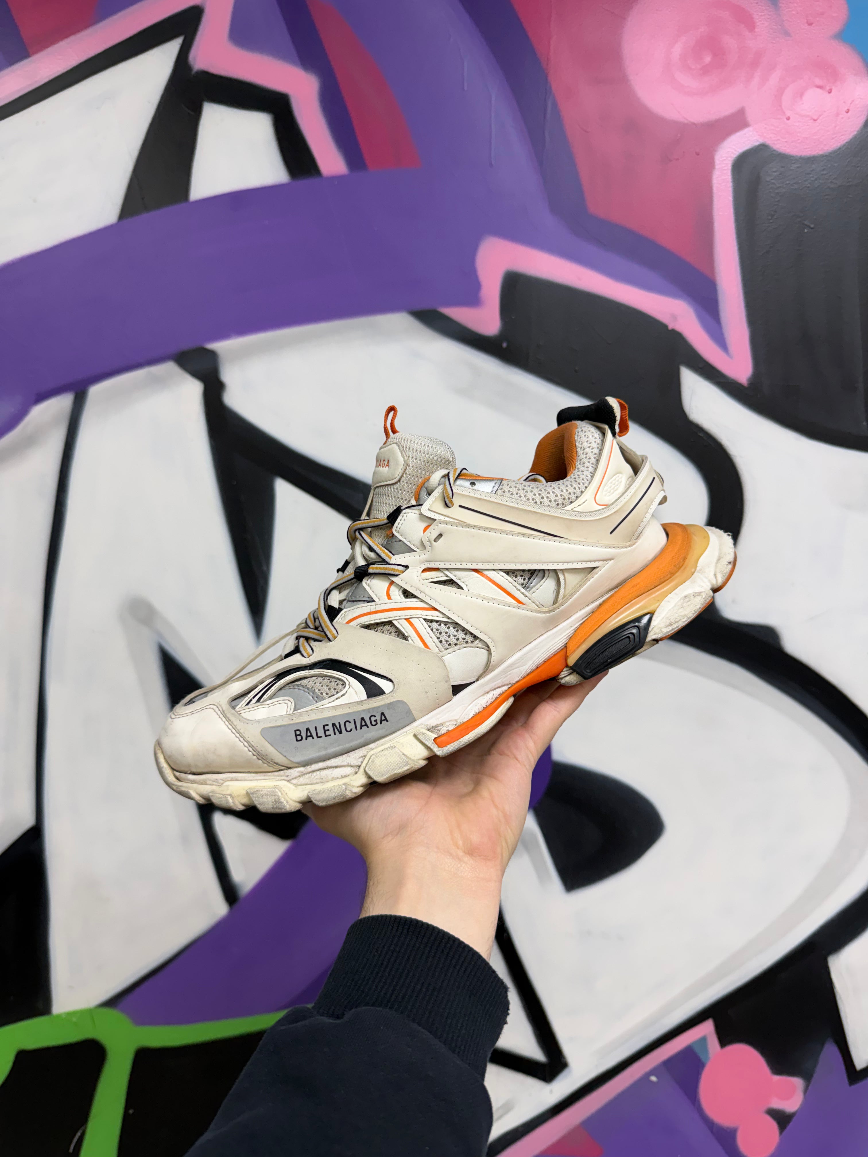 Balenciaga White Orange Track Sneakers