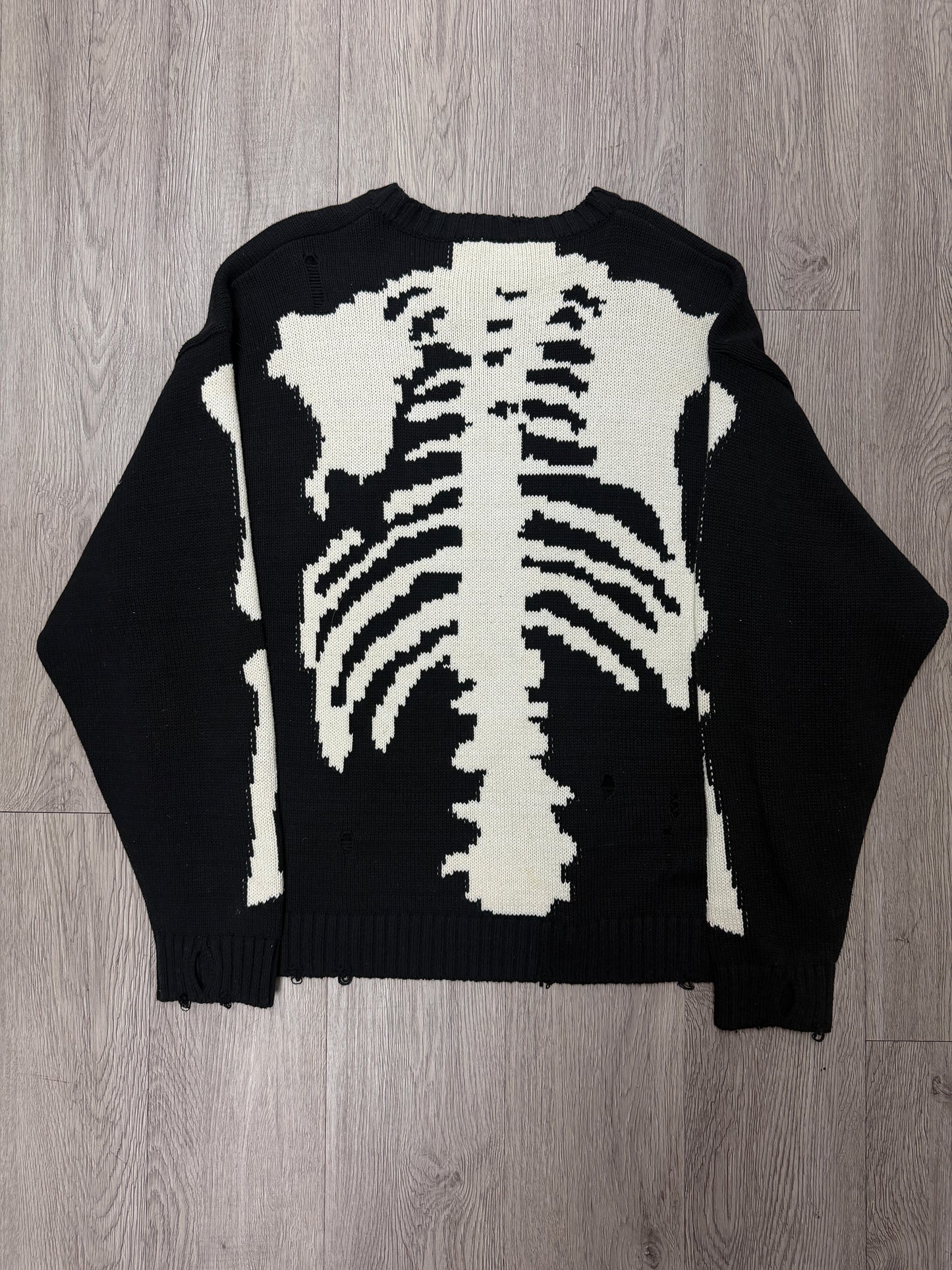 Kapital Black Cotton Knit Bone Sweater