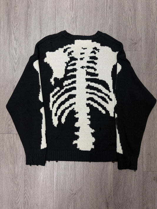 Kapital Black Cotton Knit Bone Sweater