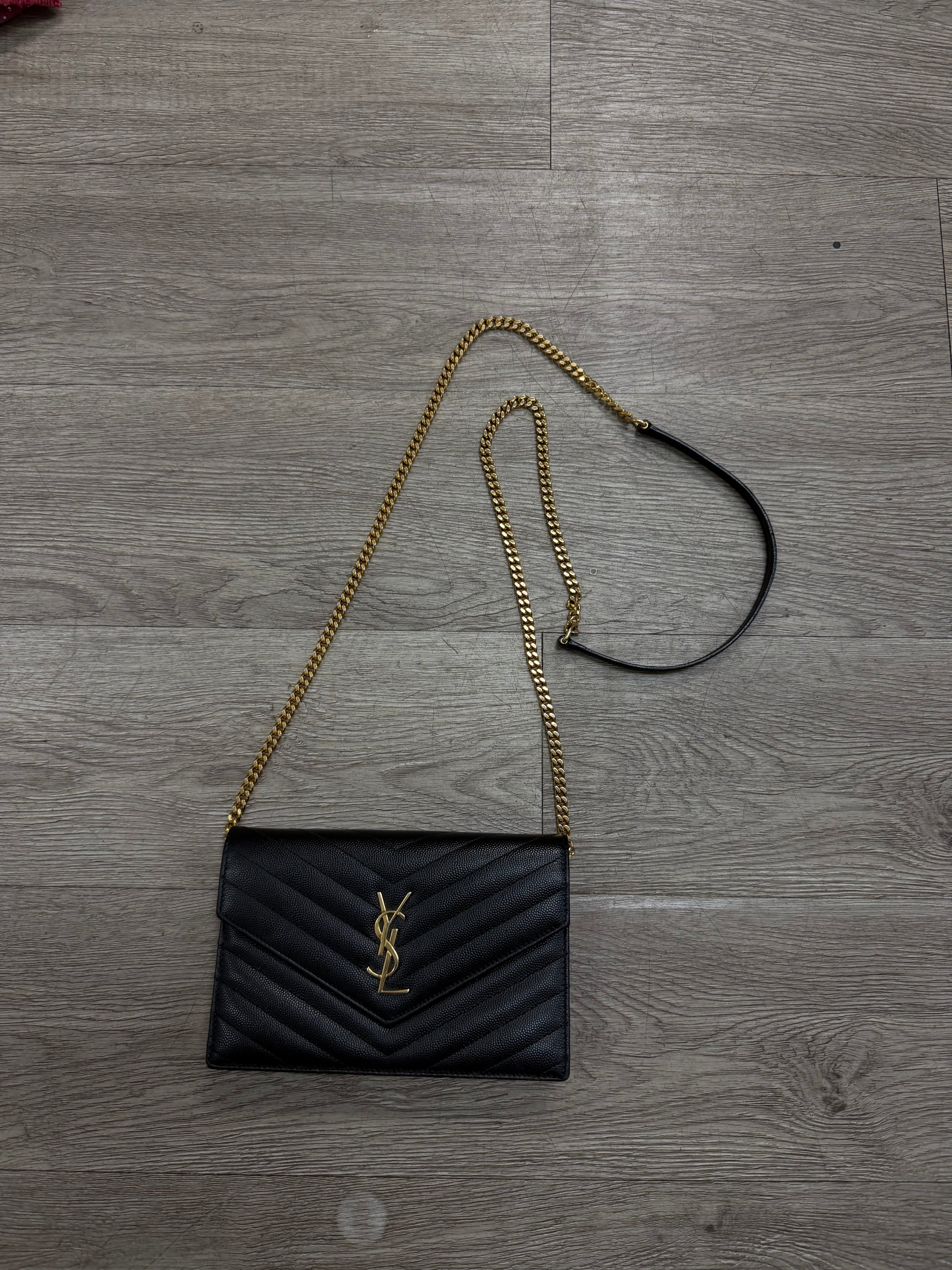 Saint Laurent Black Cassandre Envelope Wallet