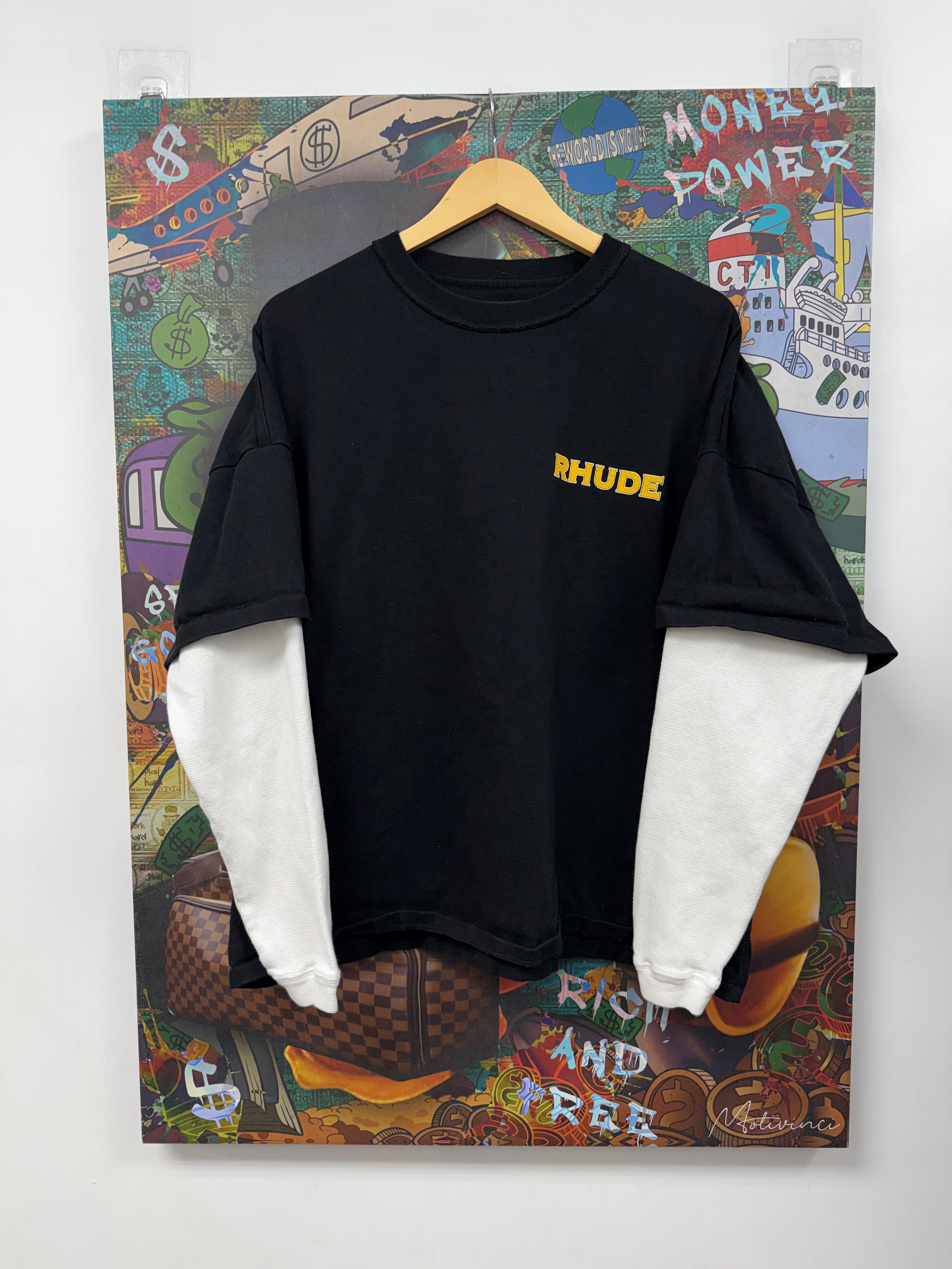 Rhude Black Yellow Arc Logo LS Thermal