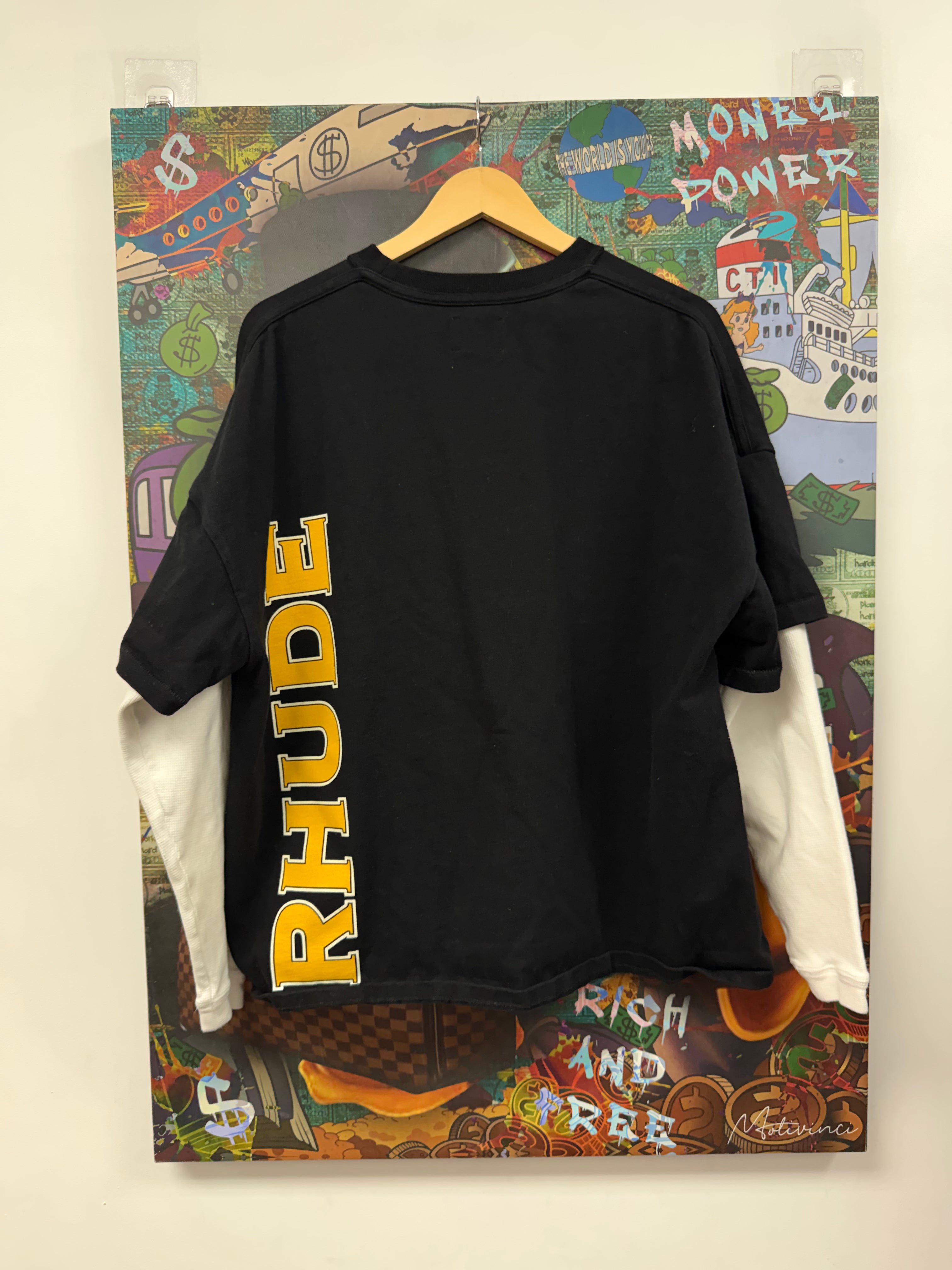 Rhude Black Yellow Arc Logo LS Thermal