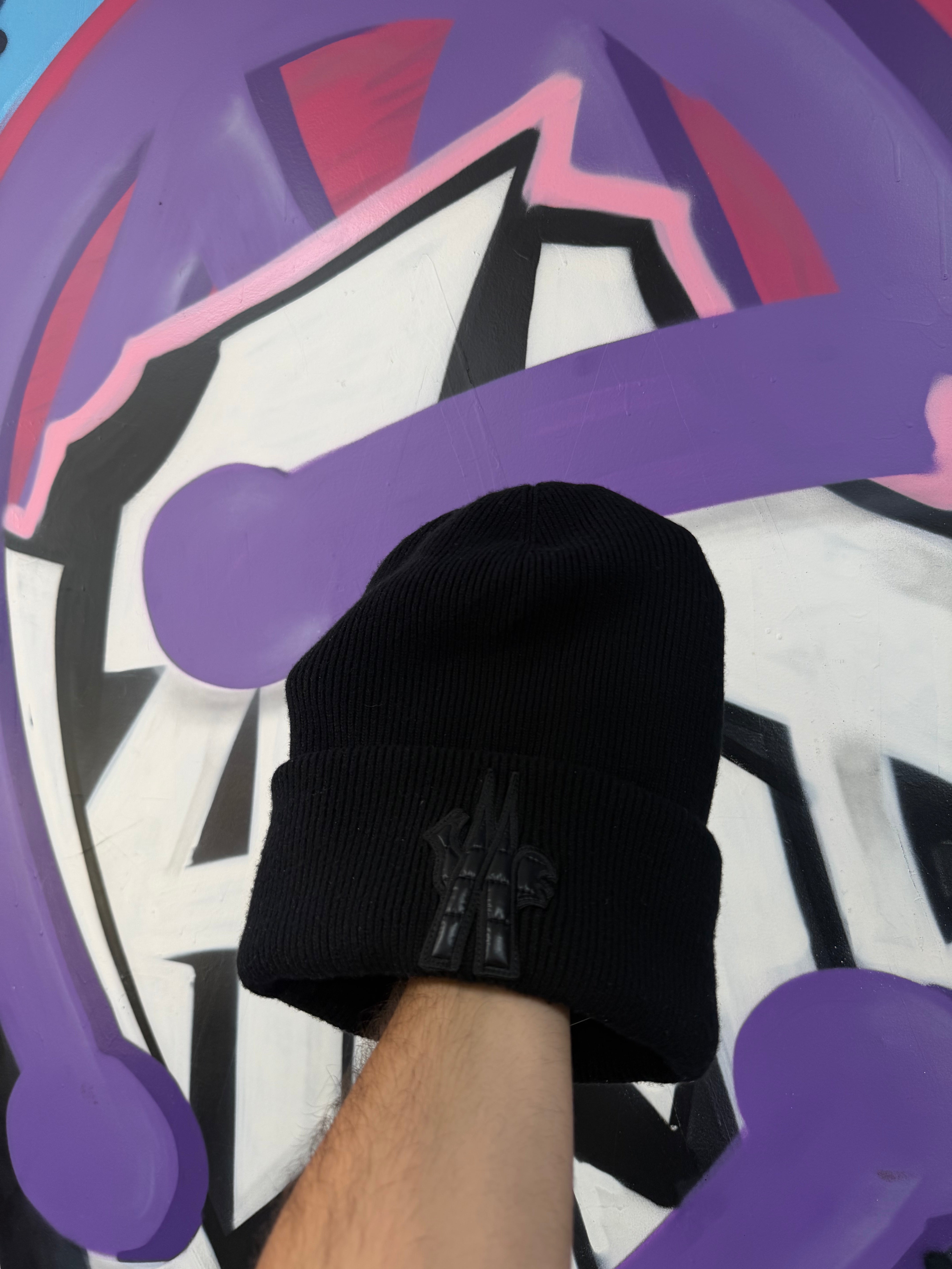 Moncler Black Berretto Tricot Beanie