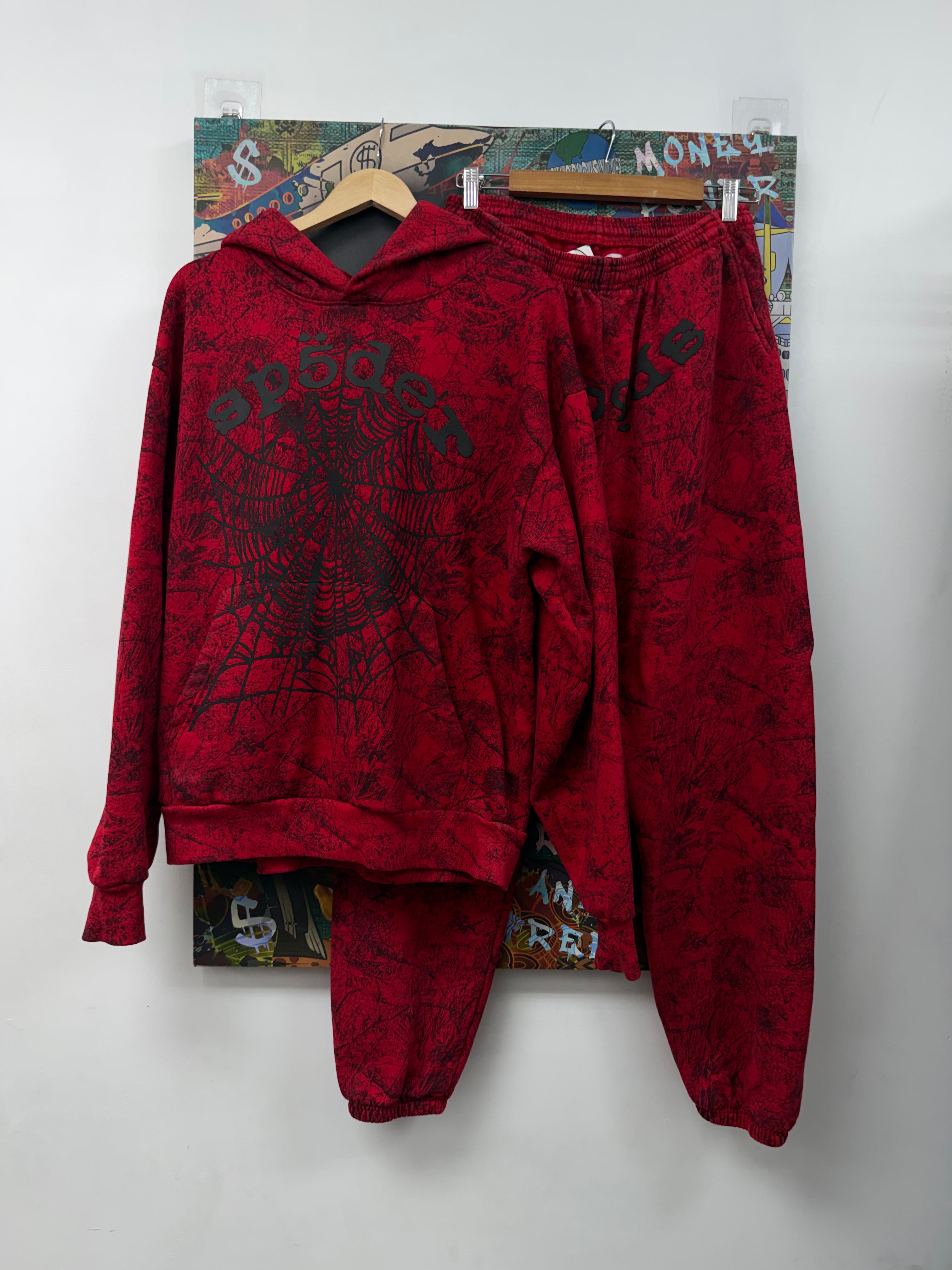 Sp5der Red Black OG Tree Camo Sweatsuit