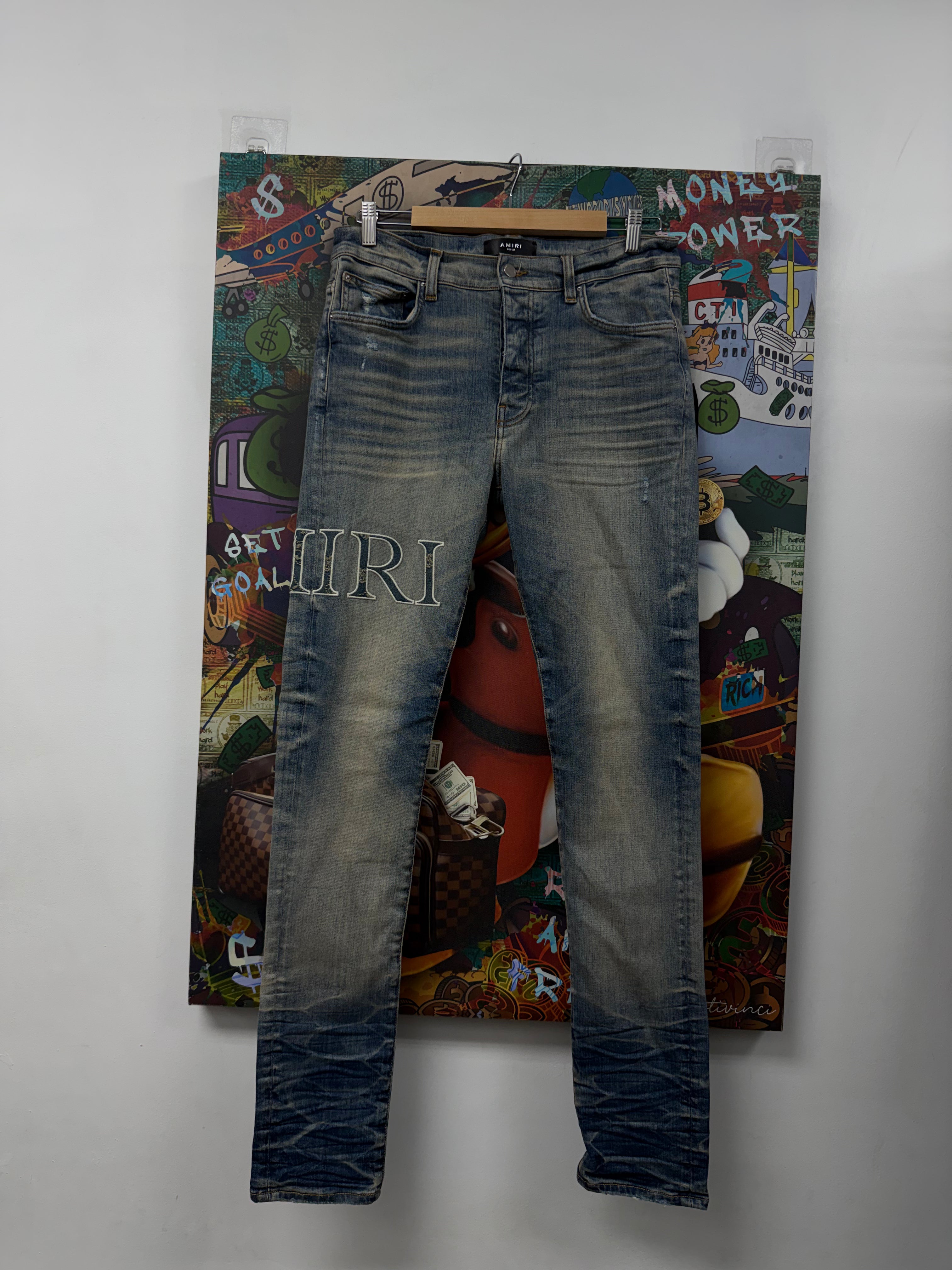 Amiri Honeycomb Side Logo Paisley Jeans
