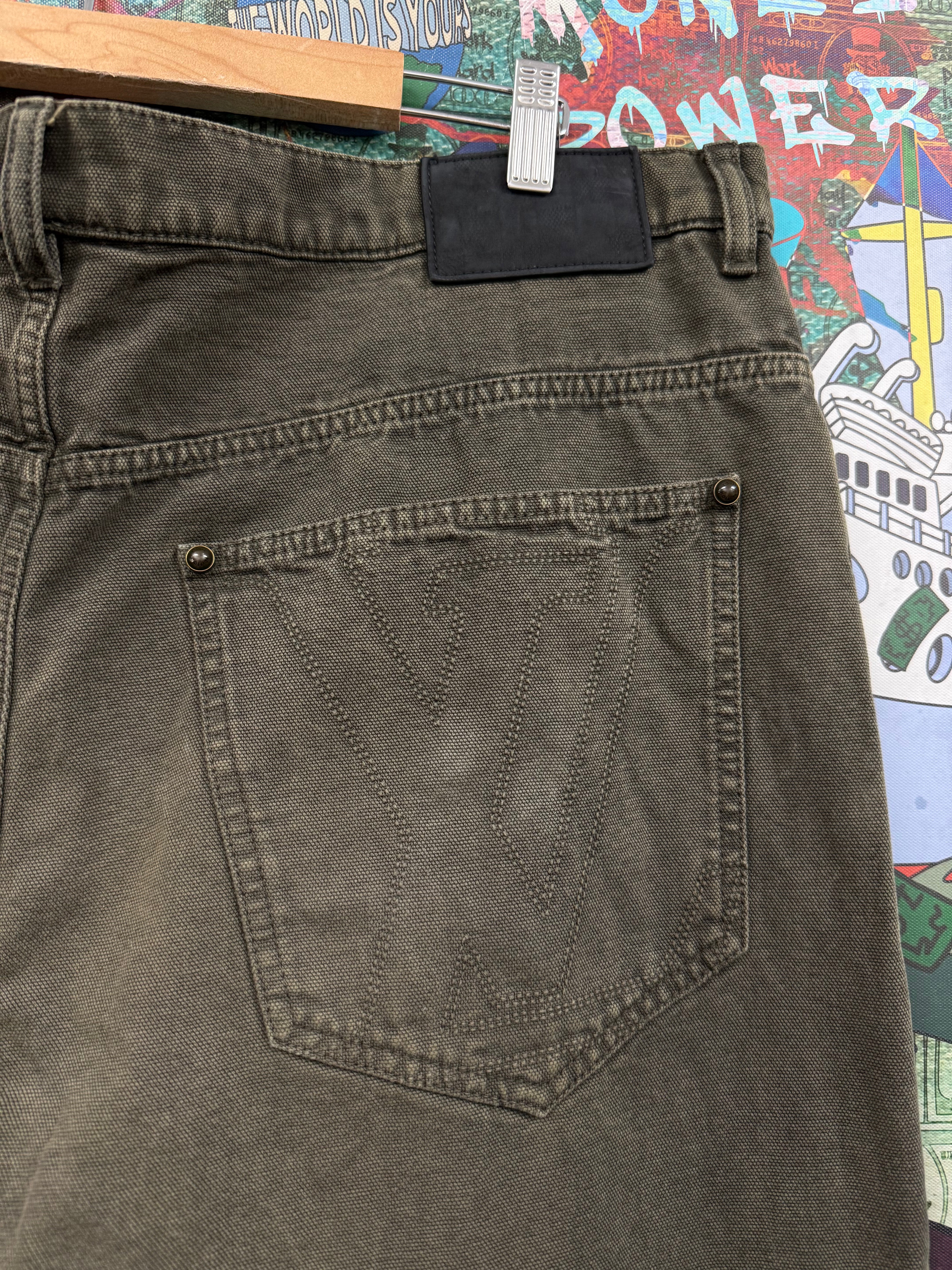 Louis Vuitton Waxed Canvas Cuff Monogram Jeans