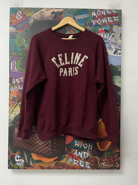 Celine Maroon Celine Paris Logo Sweater Used