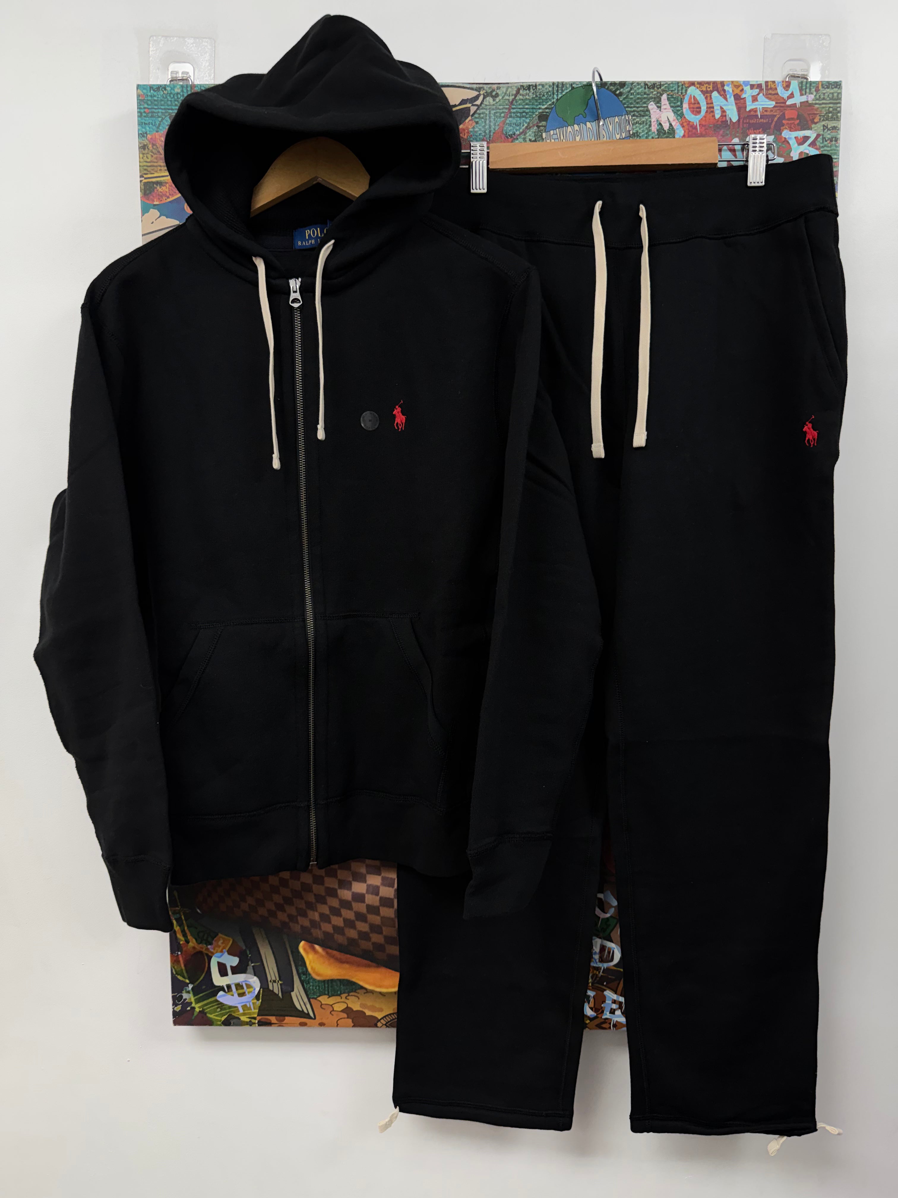 Polo Black Red Logo Sweatsuit