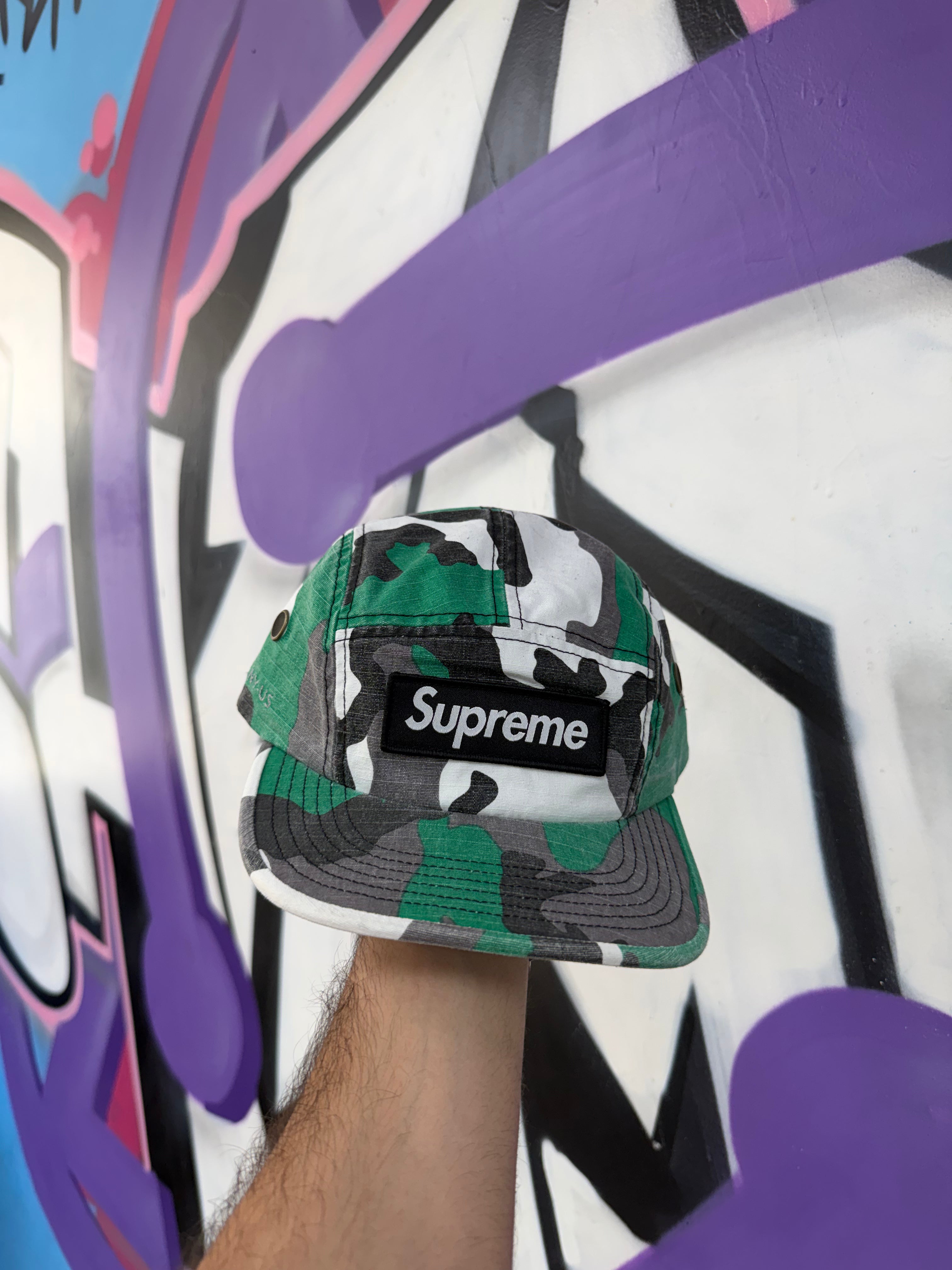 Supreme Green Snow Camo Military Camp FW25 Hat