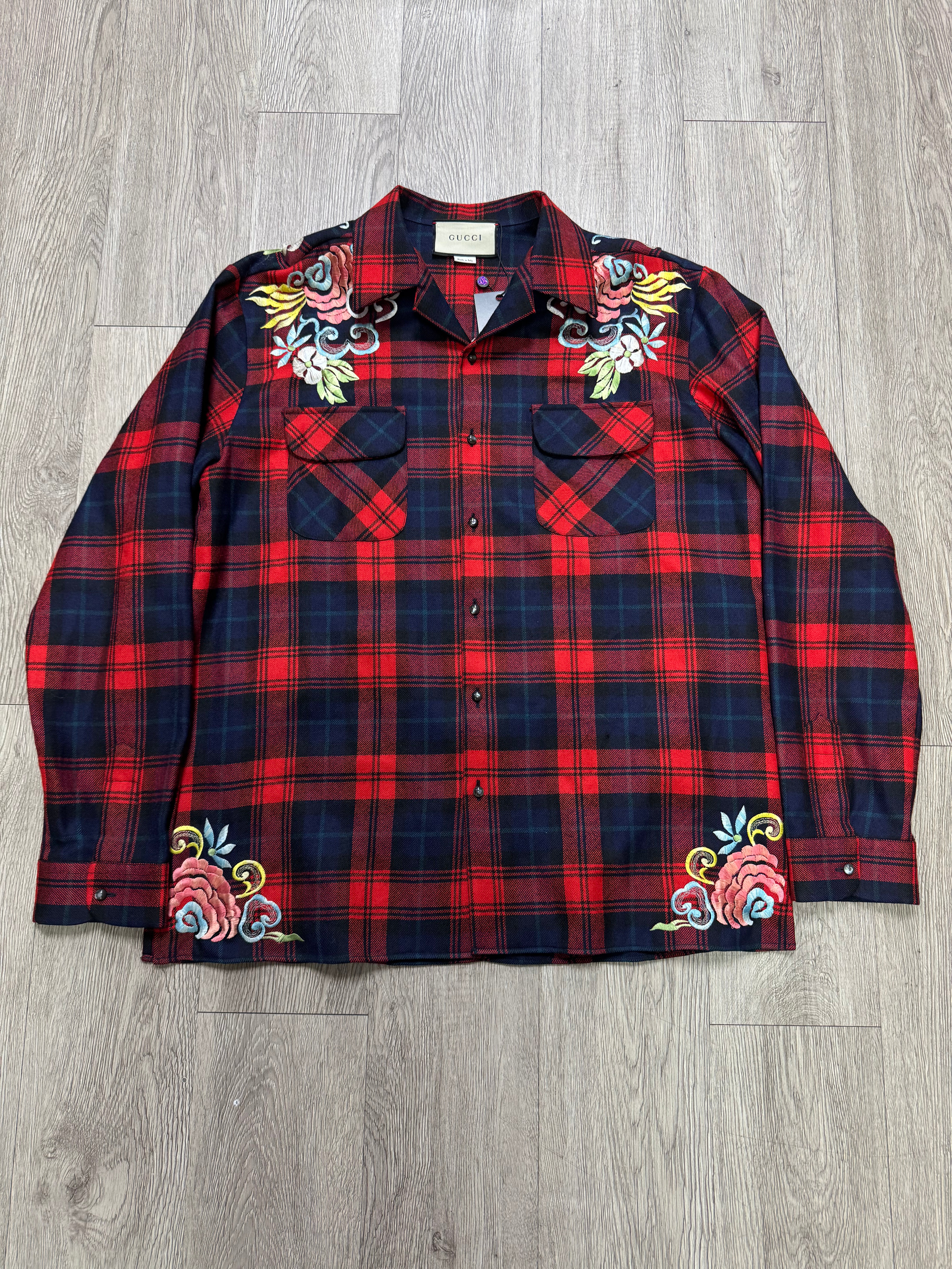 Gucci Red Navy Multi Floral (52) Flannel