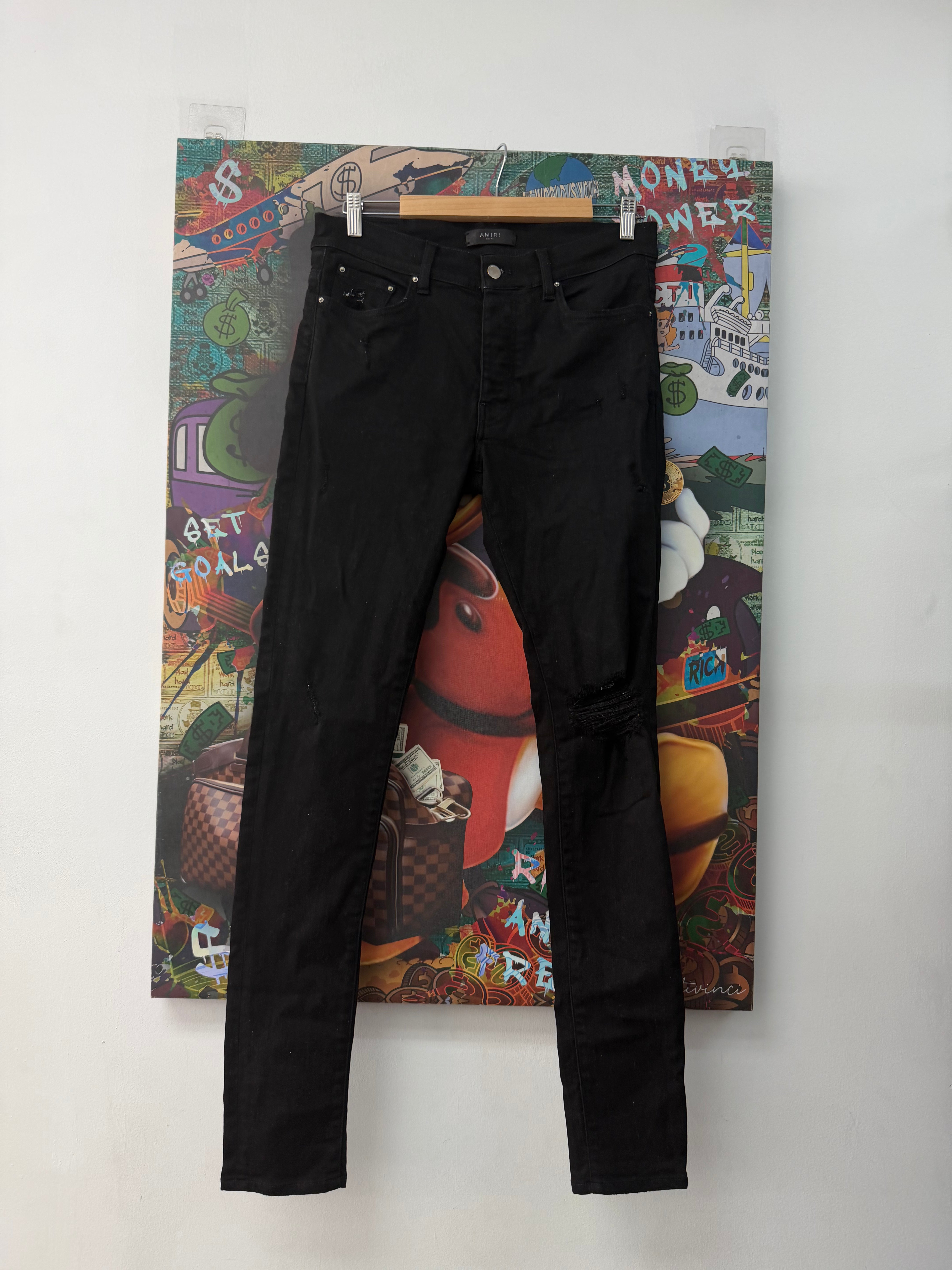 Amiri Black Knee Rip Jeans