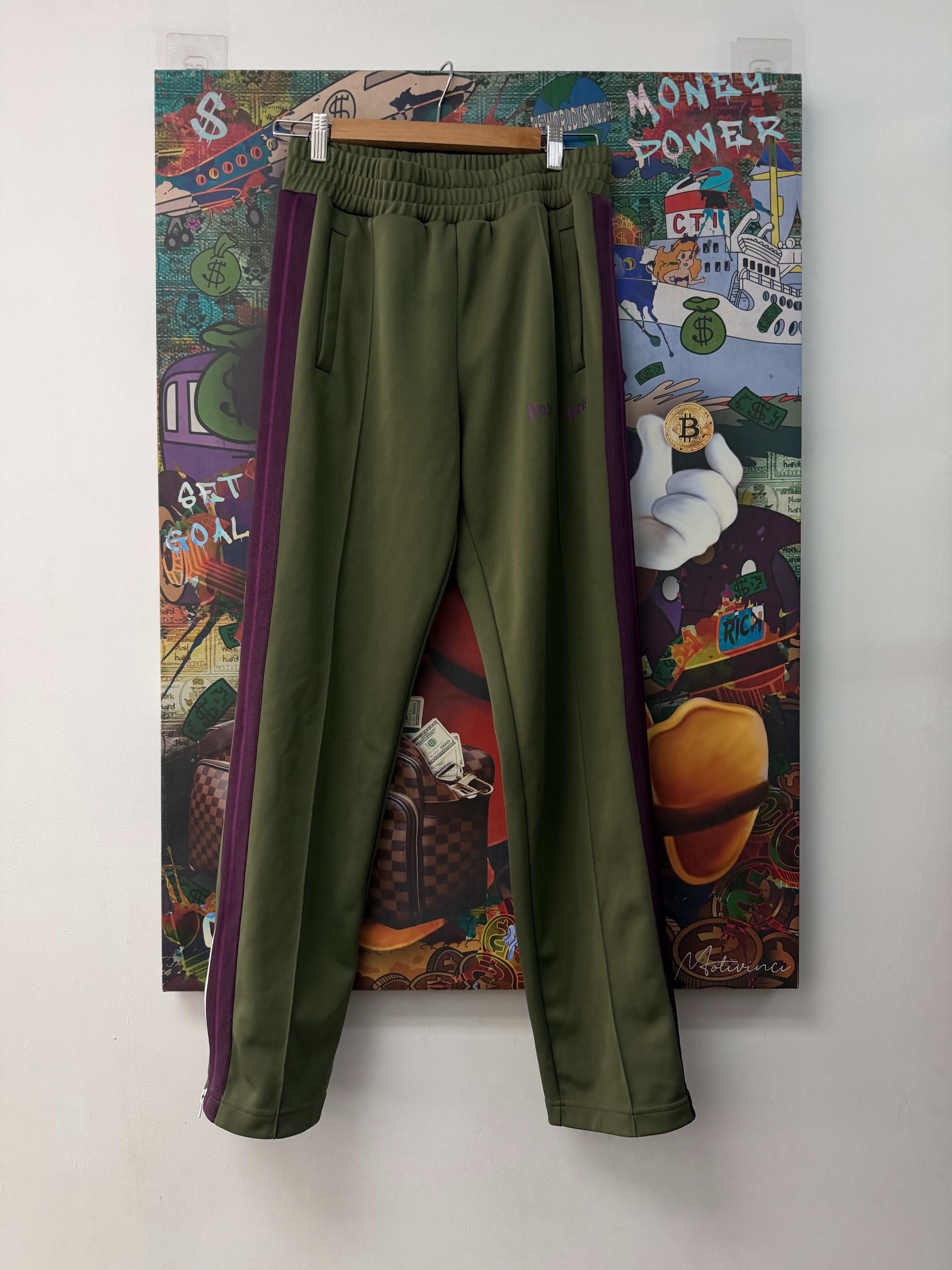 Palm Angels Olive Purple Track Pants Pants