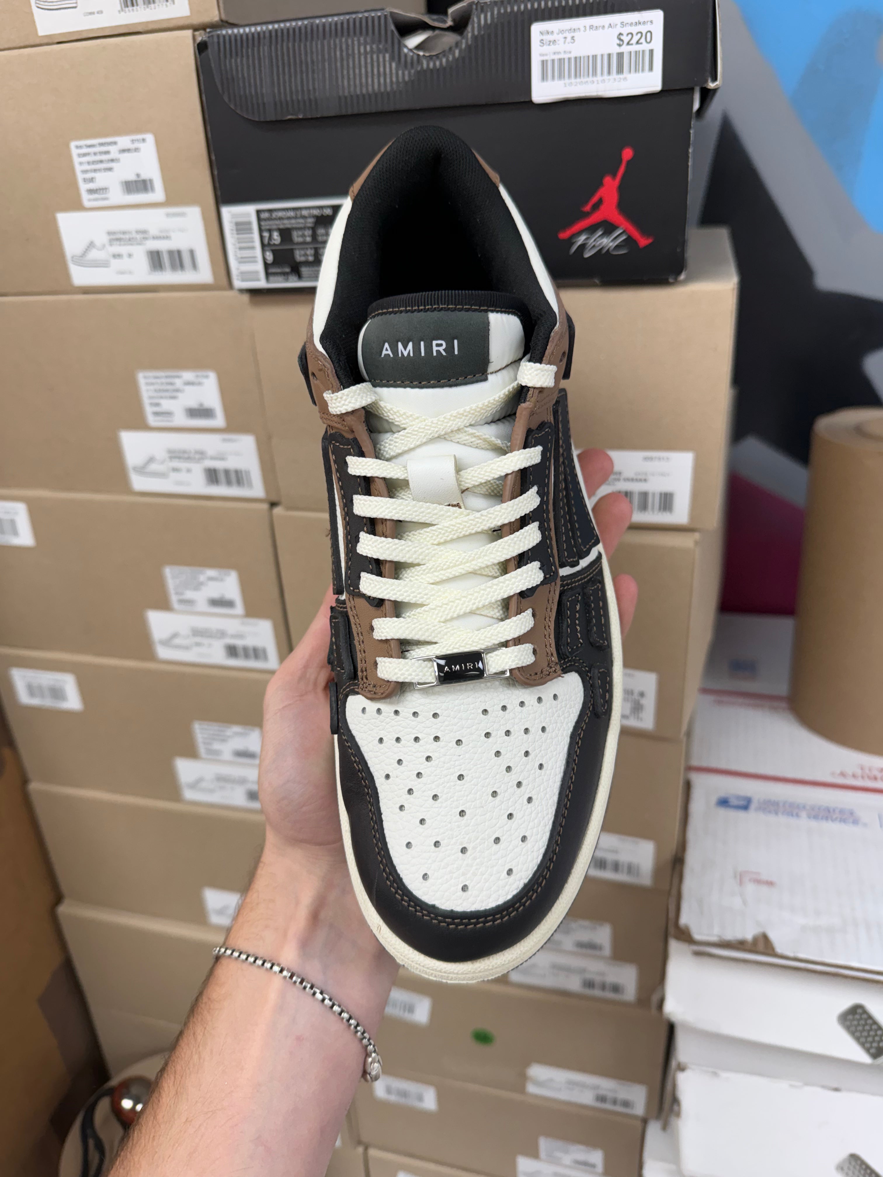 Amiri Skel Low Top White Brown Blck Sneakers