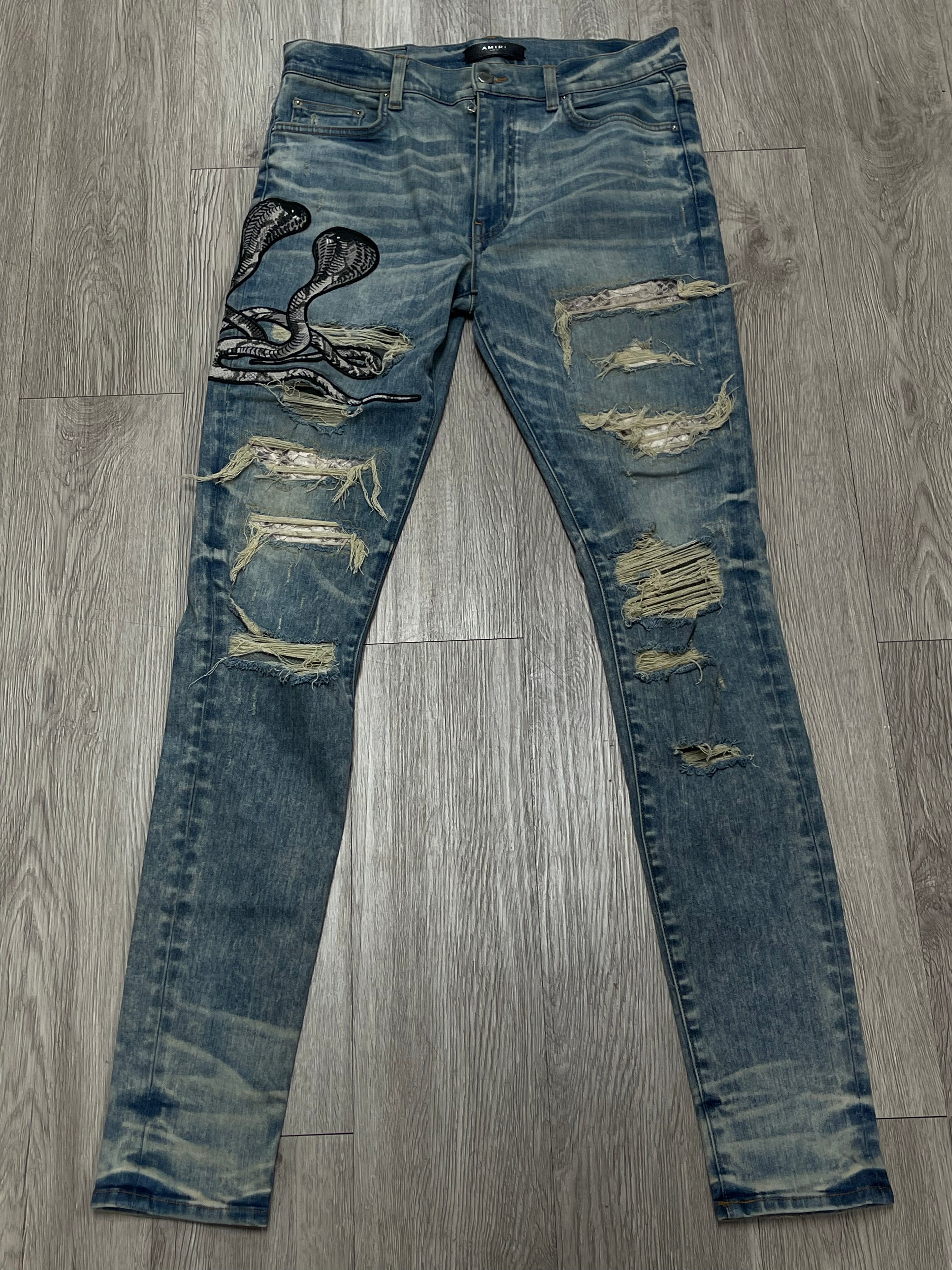 Amiri Aged Wash Cobra Denim Jeans