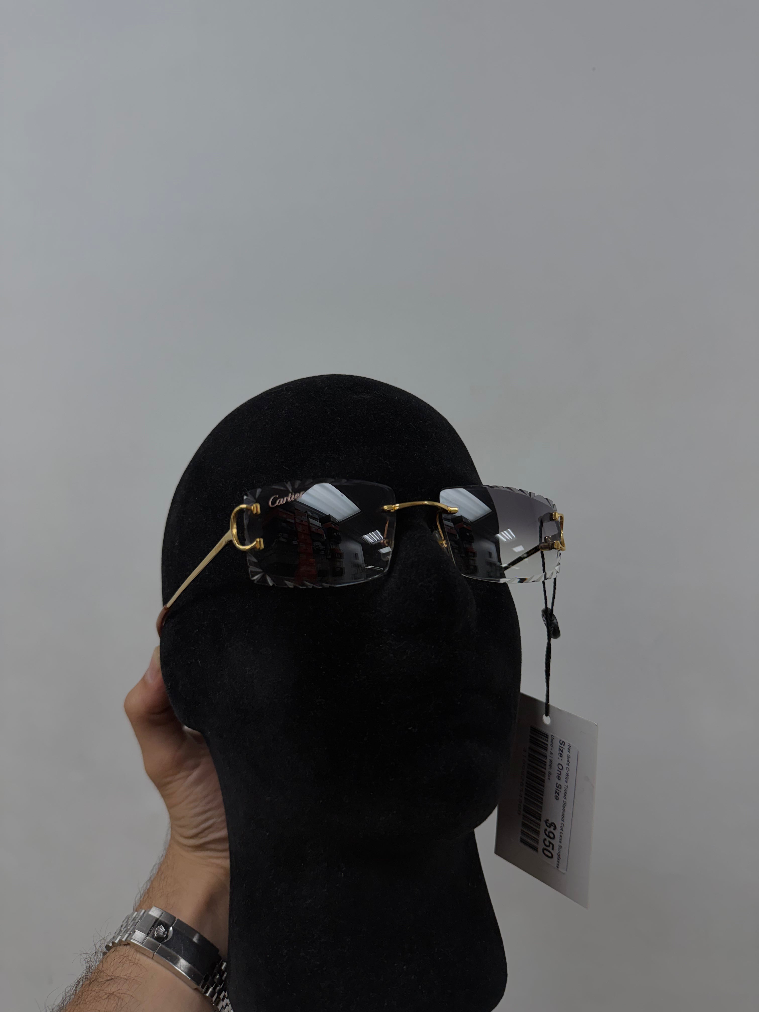 Cartier Gold C-Wire Tinted Diamond Cut Lens Sunglasses