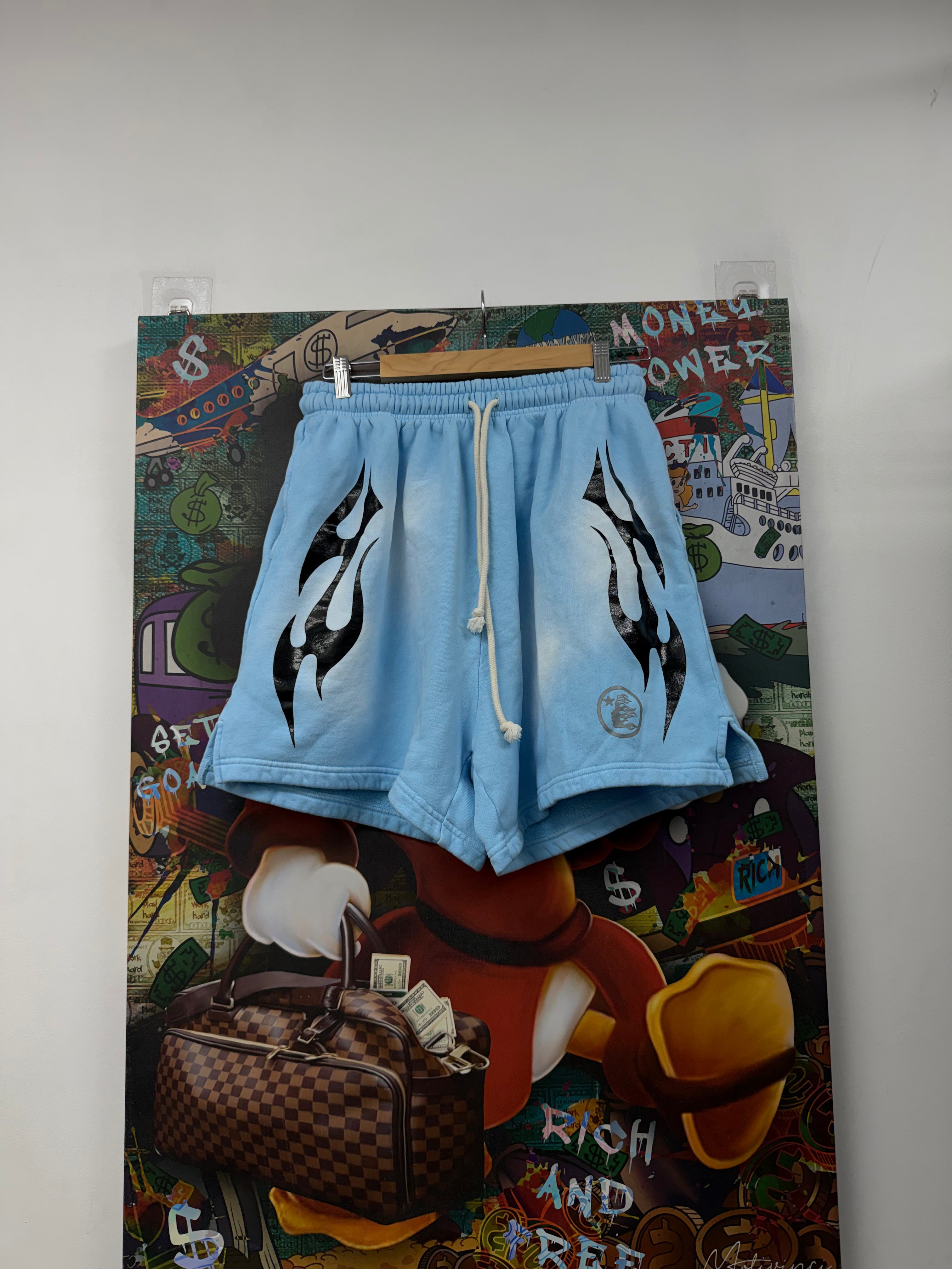 Hellstar Baby Blue Future Flames Shorts