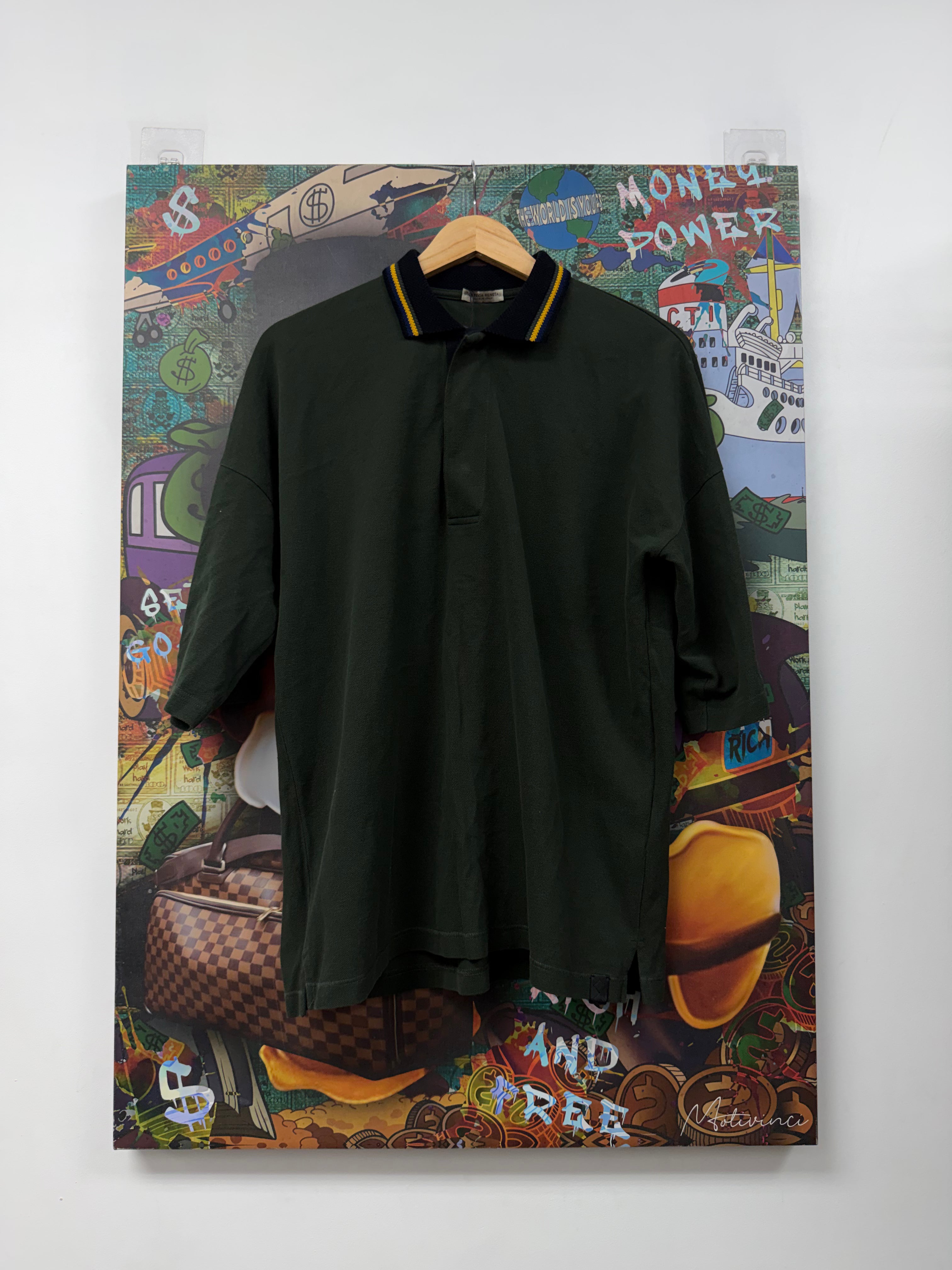 Bottega Veneta Dark Green Black Yellow Blue Knit (48) Polo