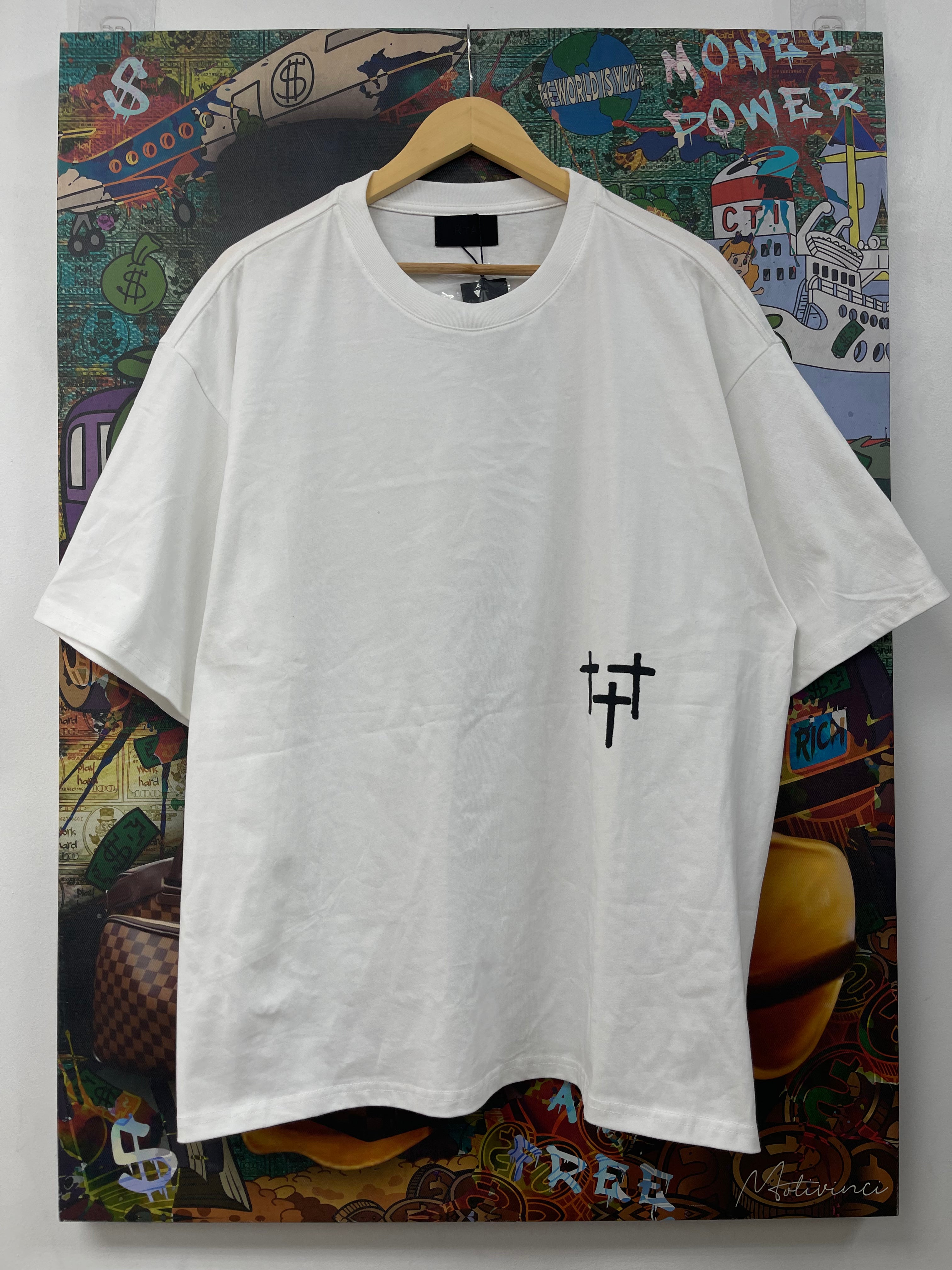 RTA White Black Triple Cross Tee